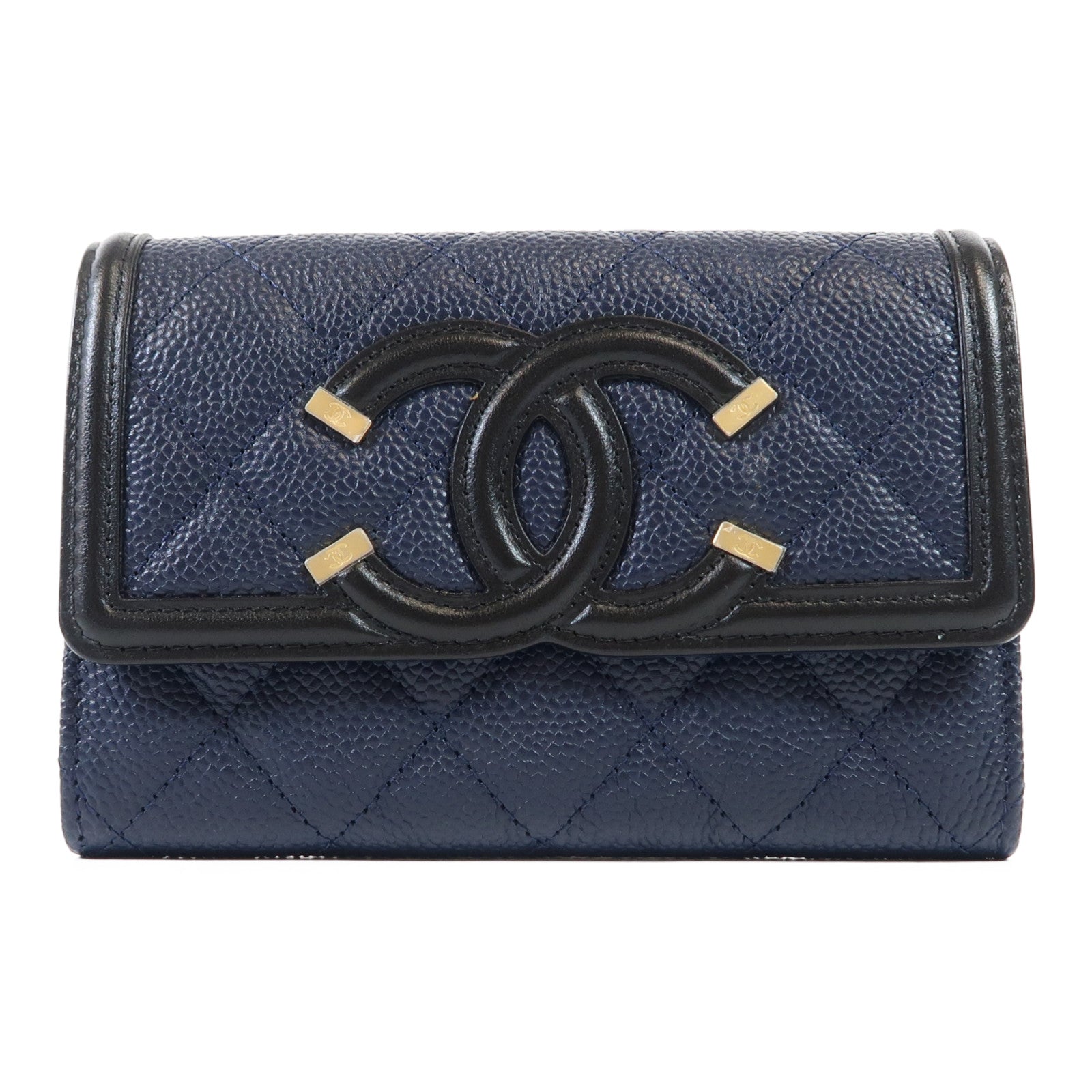 CHANEL 牛皮皮革Wallet金扣錢包