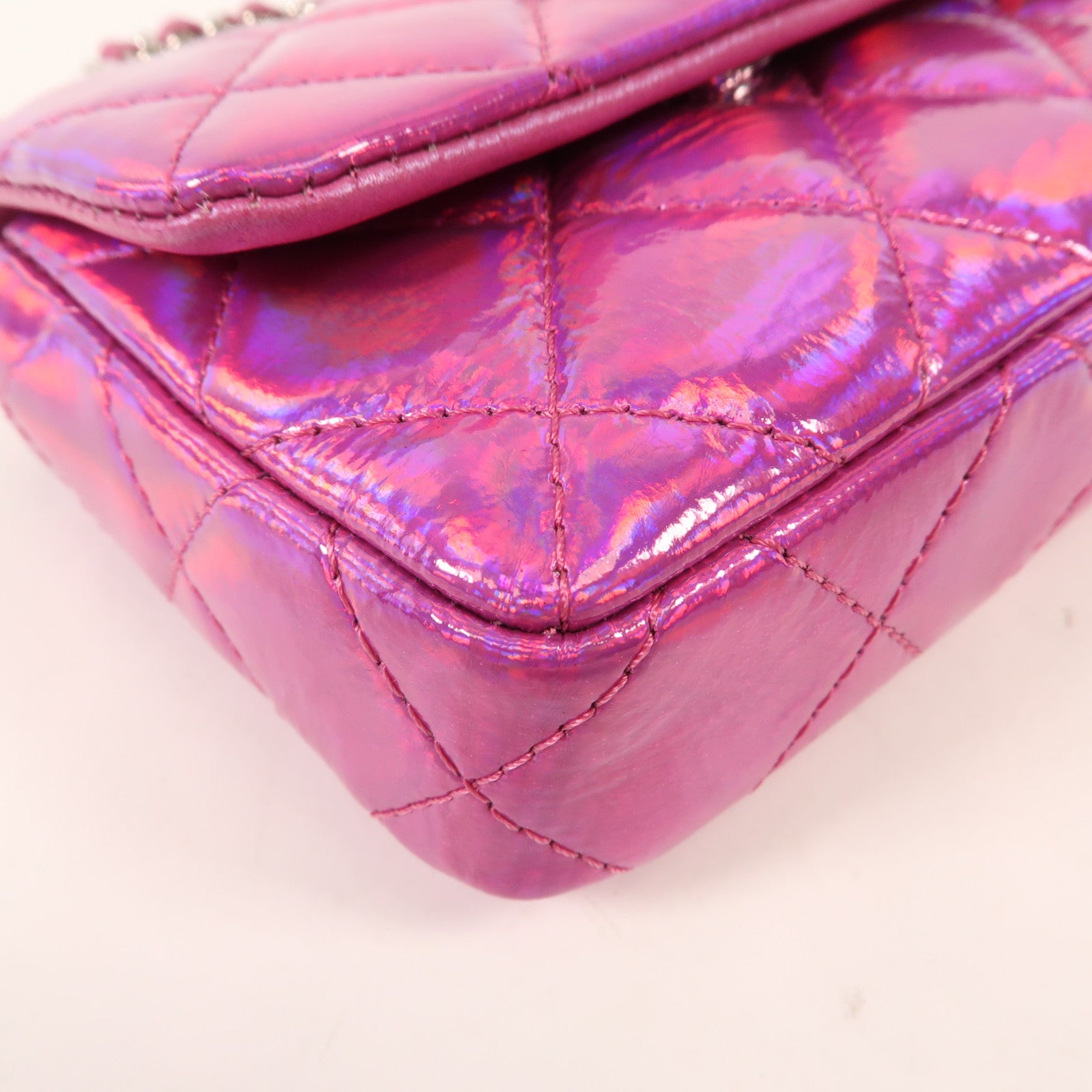 CHANEL 漆皮皮革Handbag銀扣手挽袋