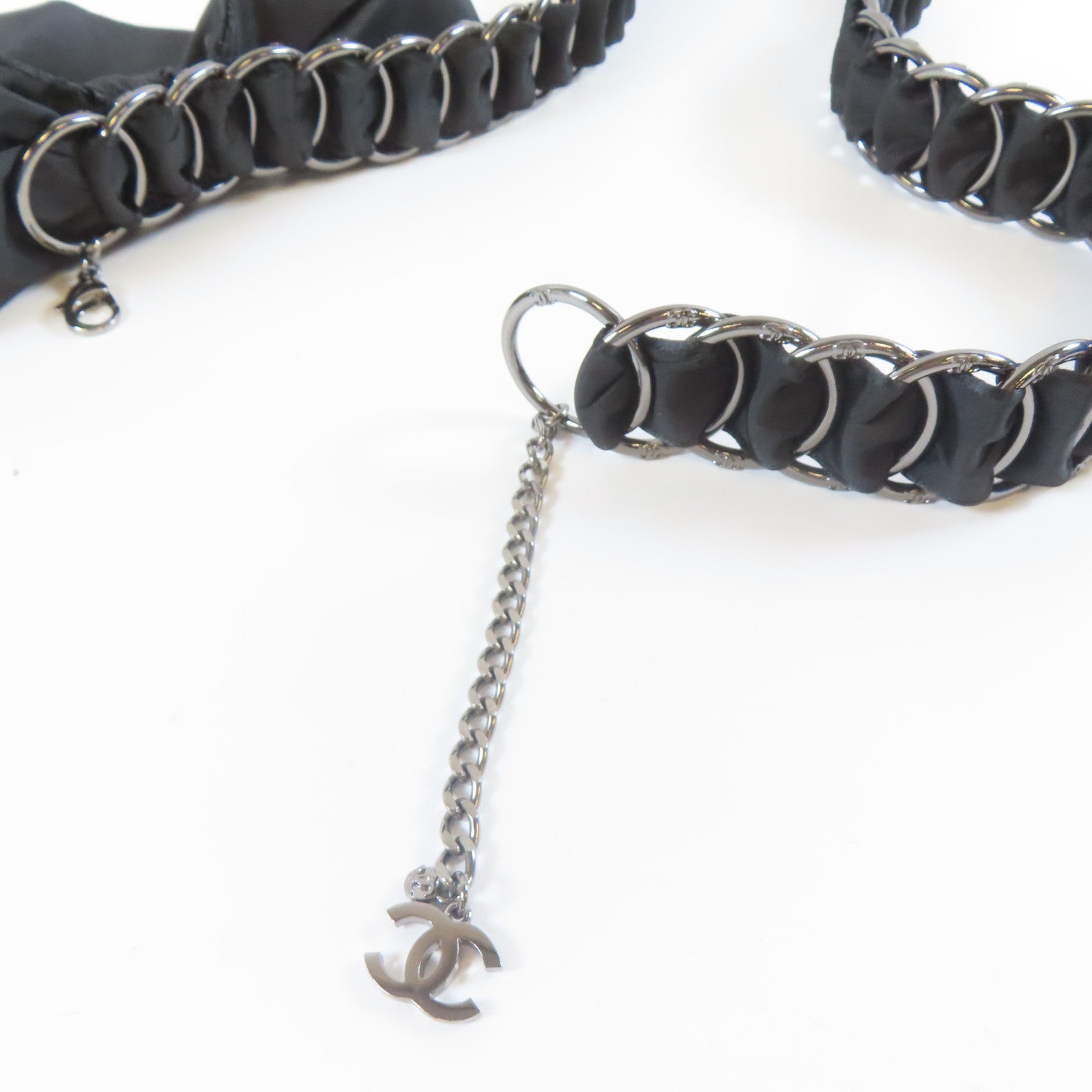 CHANEL 【激減優惠】金屬Ribbon Chain Belt腰帶黑色/銀色