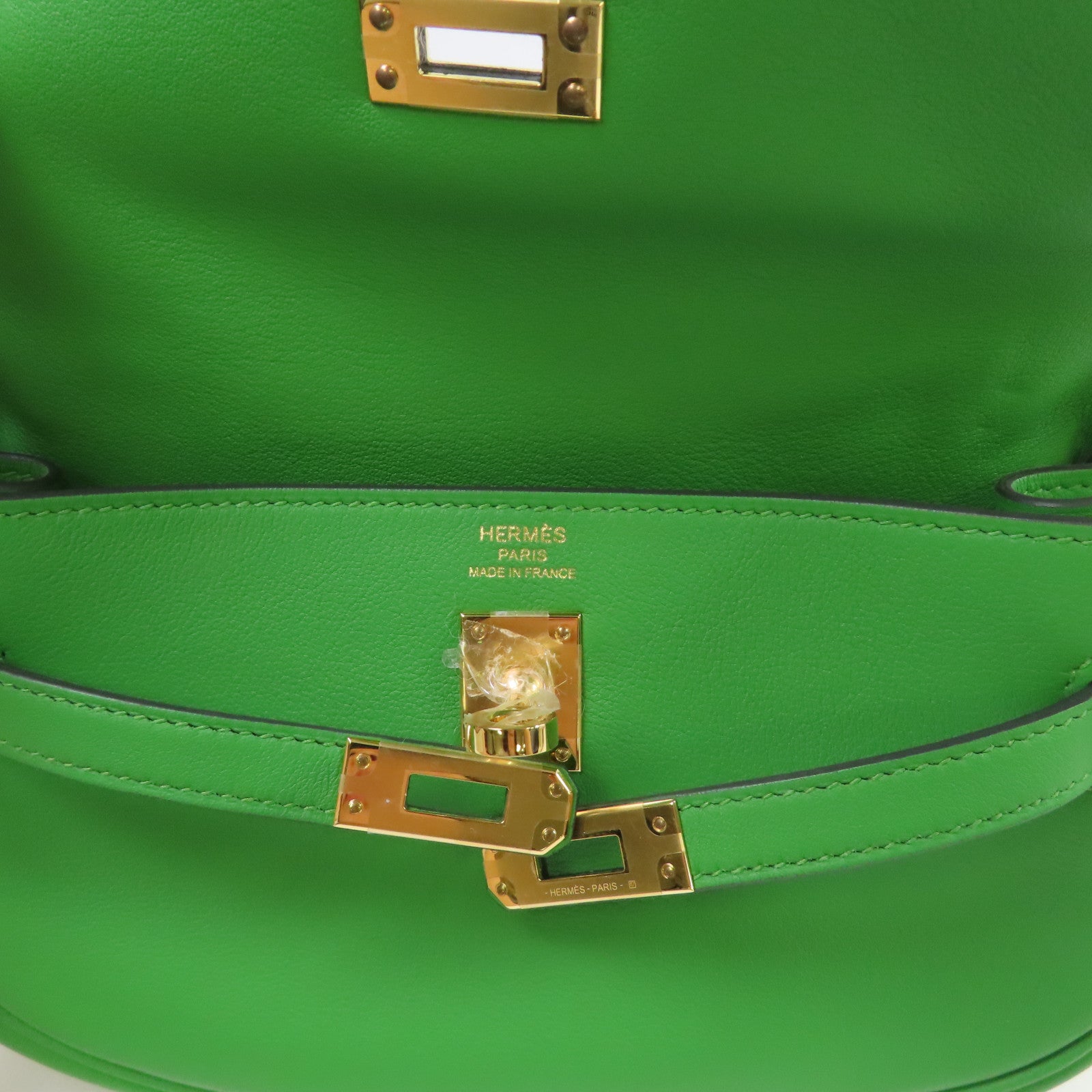 HERMES 【激減優惠】Swift皮革Kelly Moove Shoulder Bag金扣肩背袋A8 Vert Yucca絲蘭綠色
