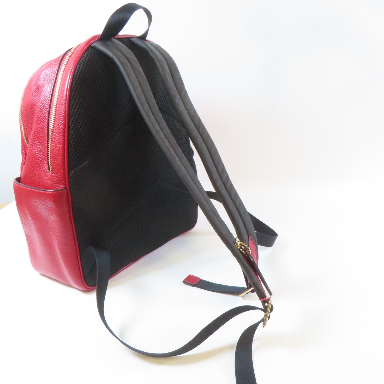 COACH 【激減優惠】牛皮皮革Rucksack金扣背包紅色