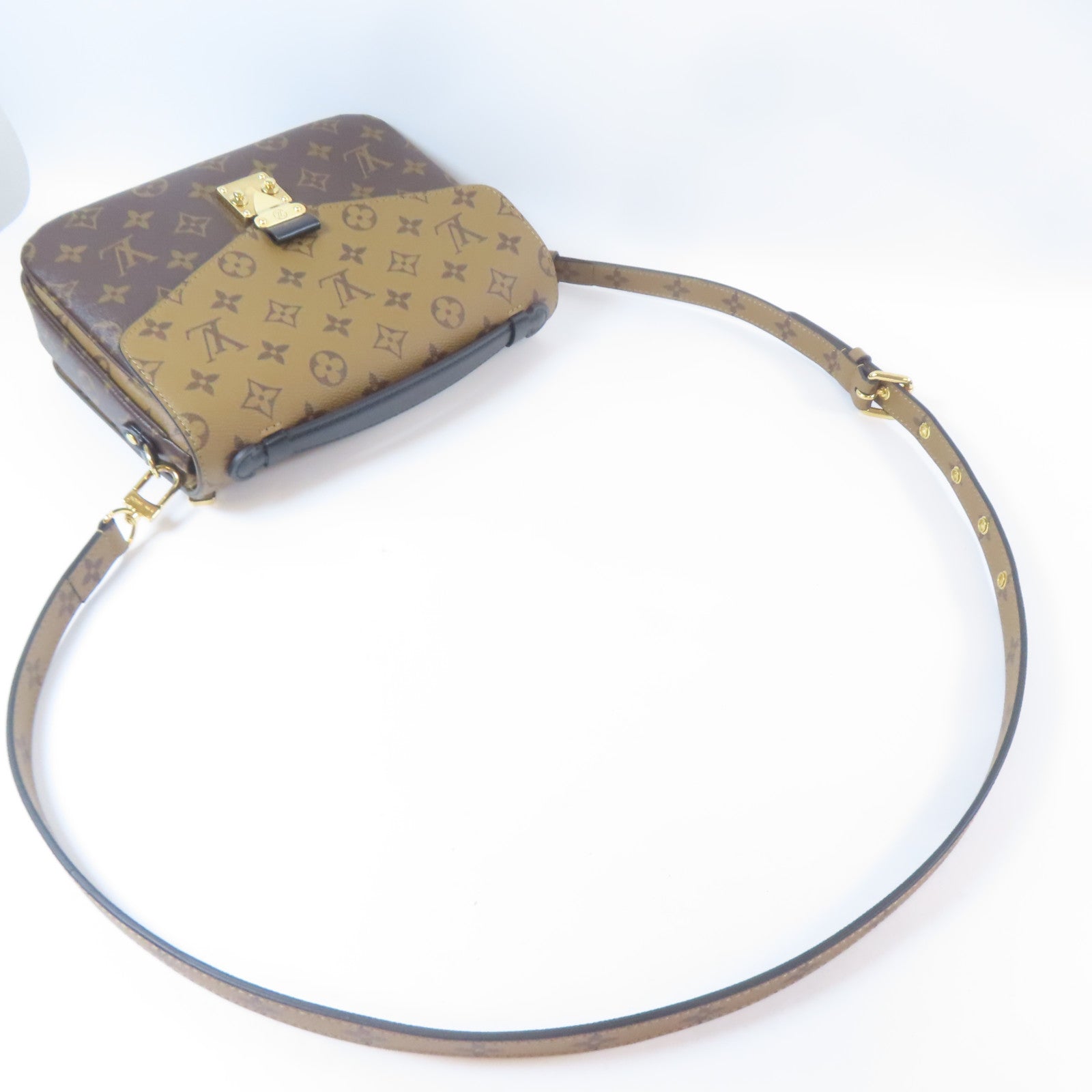 LOUIS VUITTON Monogram Reverse Pochette Métis金扣手挽肩背兩用袋啡色