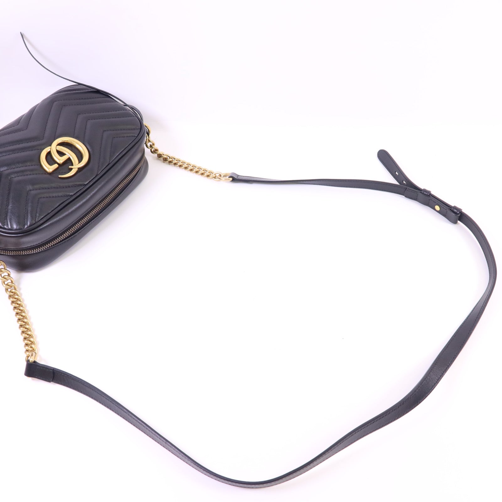 GUCCI 牛皮皮革GG Marmont Small金扣鏈帶肩背袋