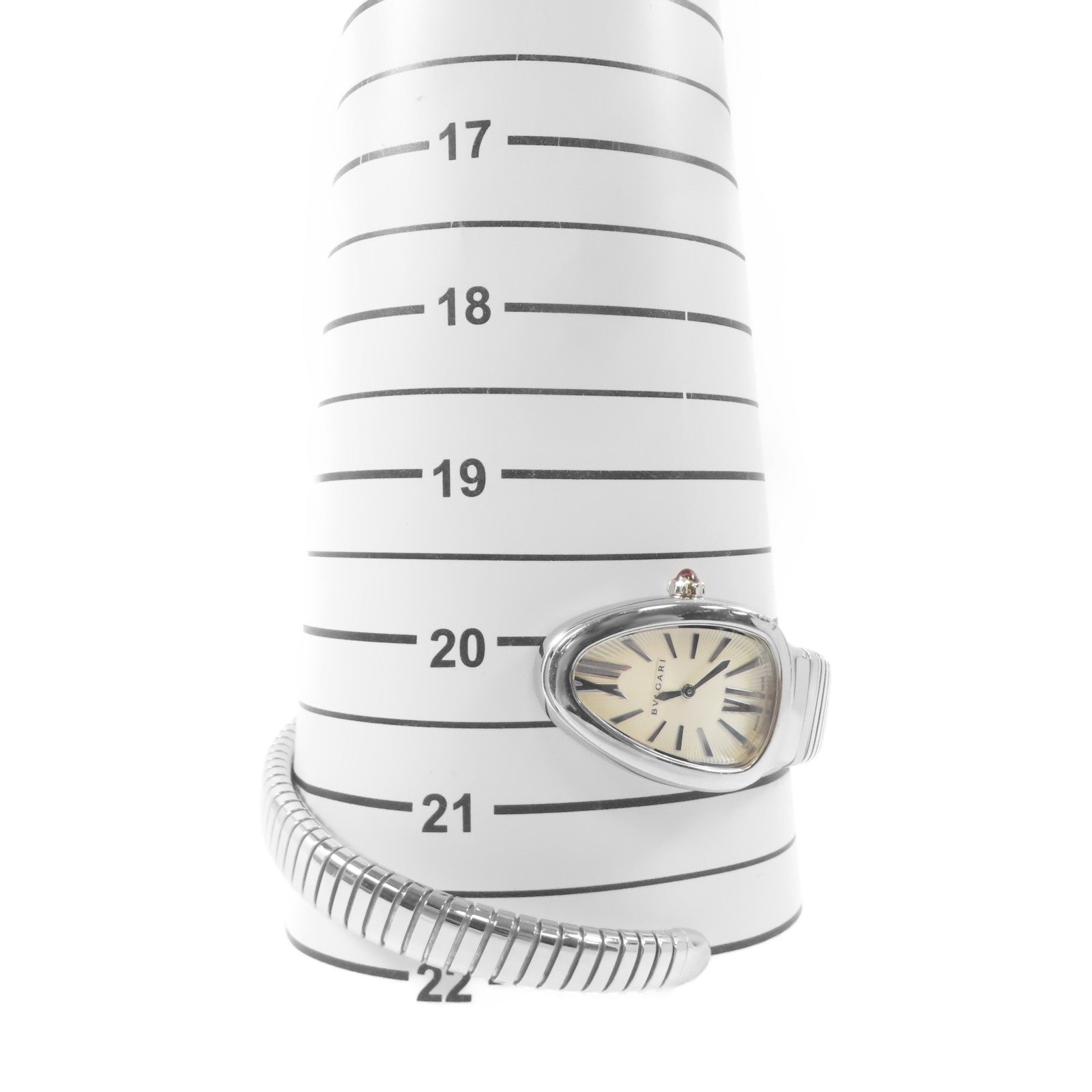 BVLGARI Serpenti Tubogas不鏽鋼石英機芯手錶白色