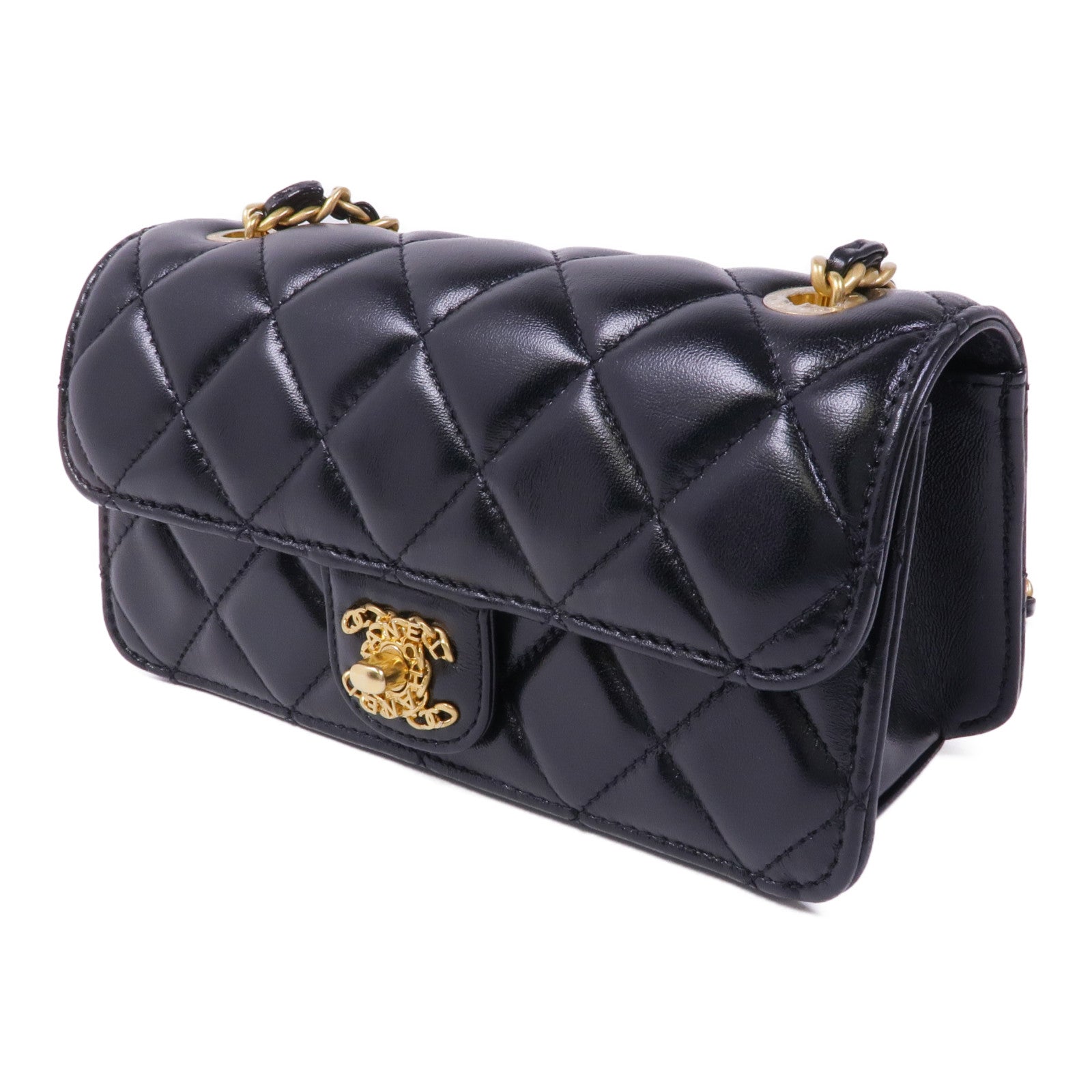 CHANEL 牛皮皮革Chain Shoulder Bag金扣鏈帶肩背袋