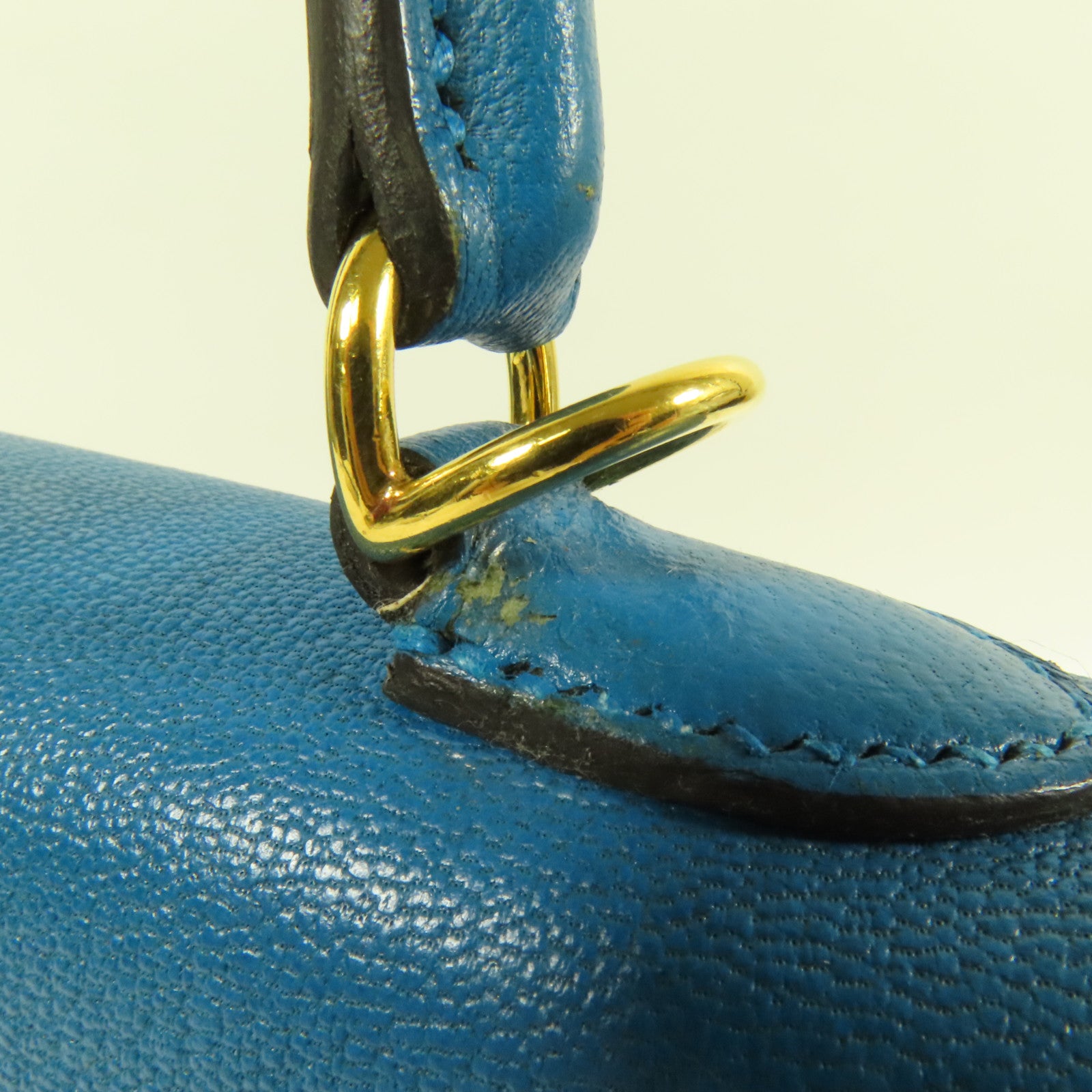 HERMES Chevre皮革Kelly 25金扣手挽肩背兩用袋Blue Zanzibar