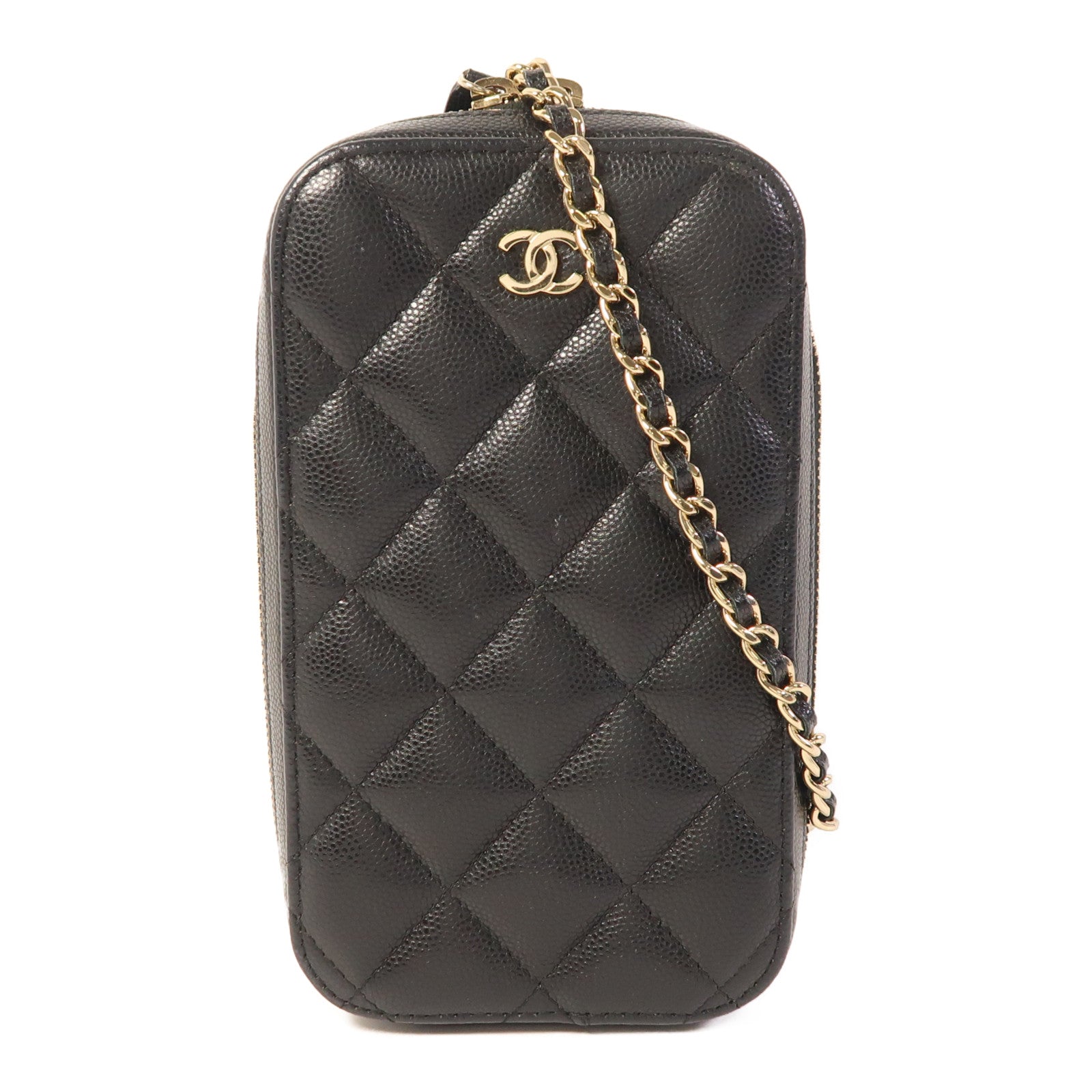 CHANEL 牛皮皮革Chain Shoulder金扣鏈帶肩背袋