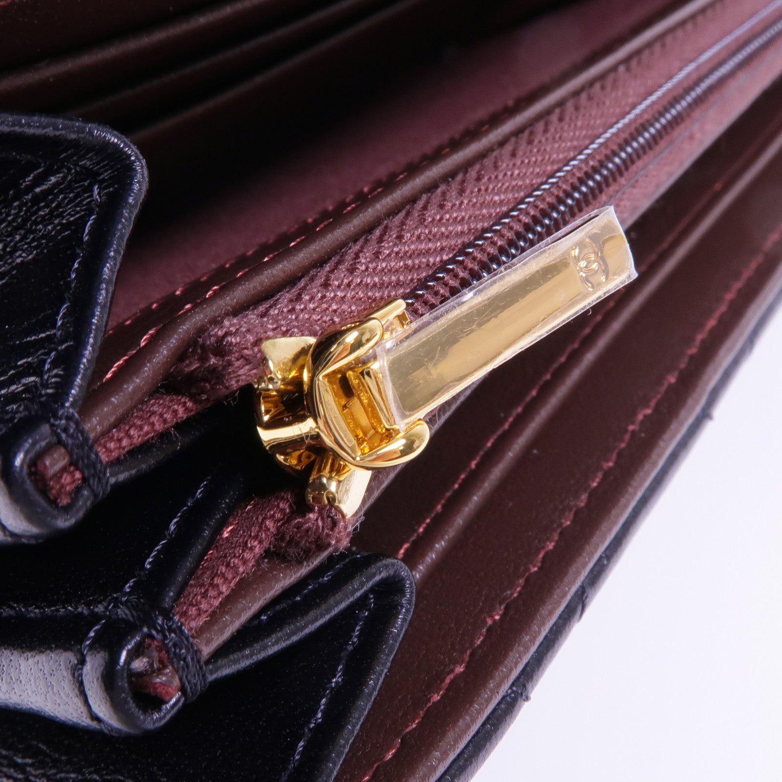 CHANEL 羊皮皮革Long Wallet金扣長錢包