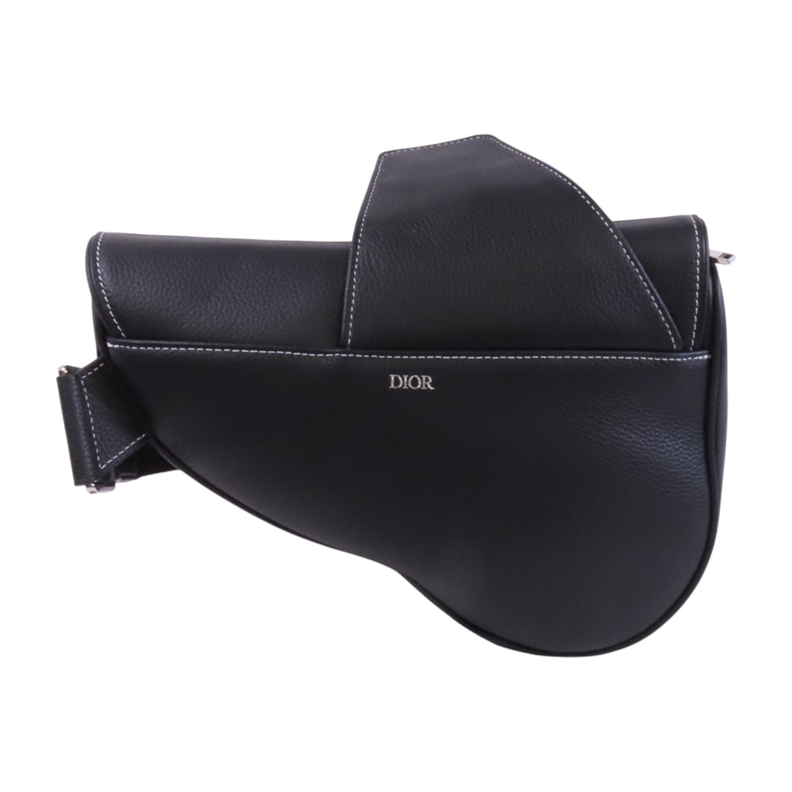 Dior 牛皮皮革Saddle Bag銀扣肩背袋