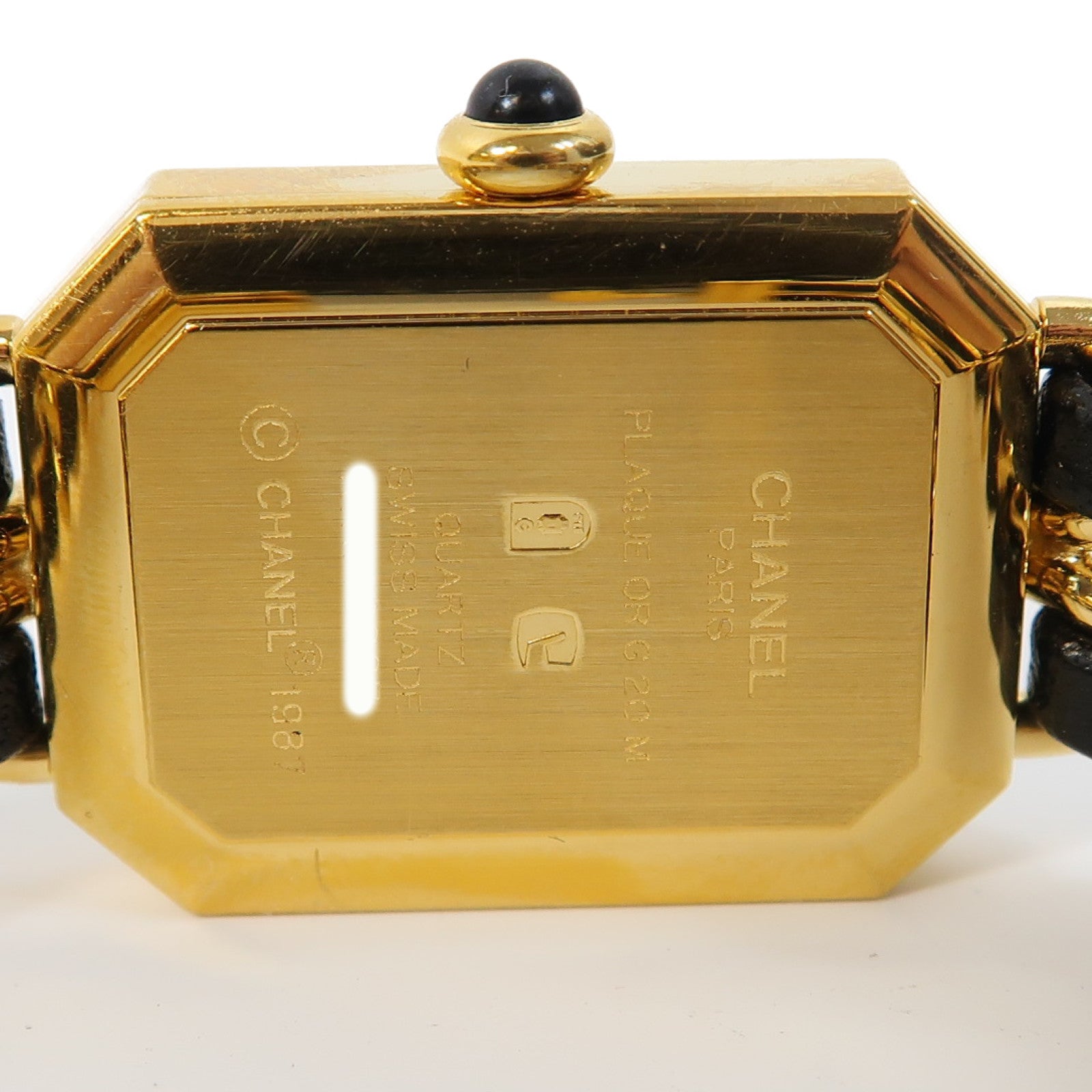CHANEL Premiere S鍍金/皮革帶手錶石英機芯黑色