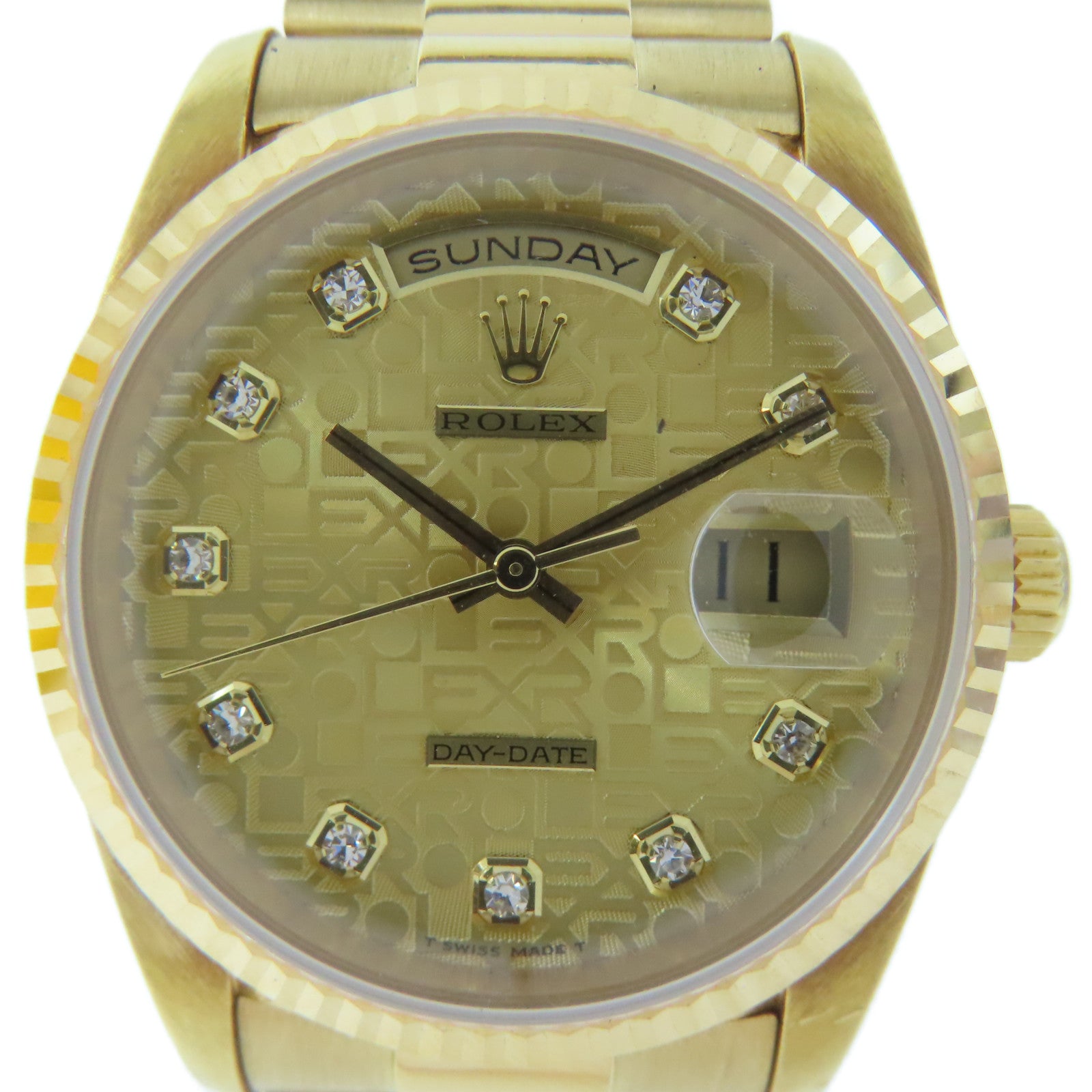ROLEX Daydate 18K黃金手錶自動機芯金色