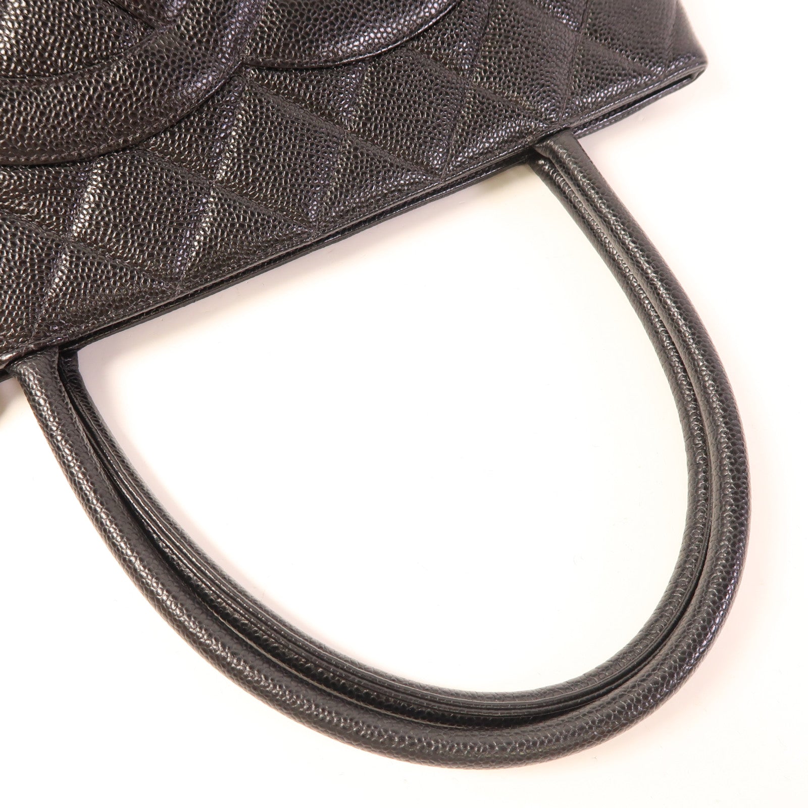 CHANEL 牛皮皮革Tote Bag銀扣肩背袋