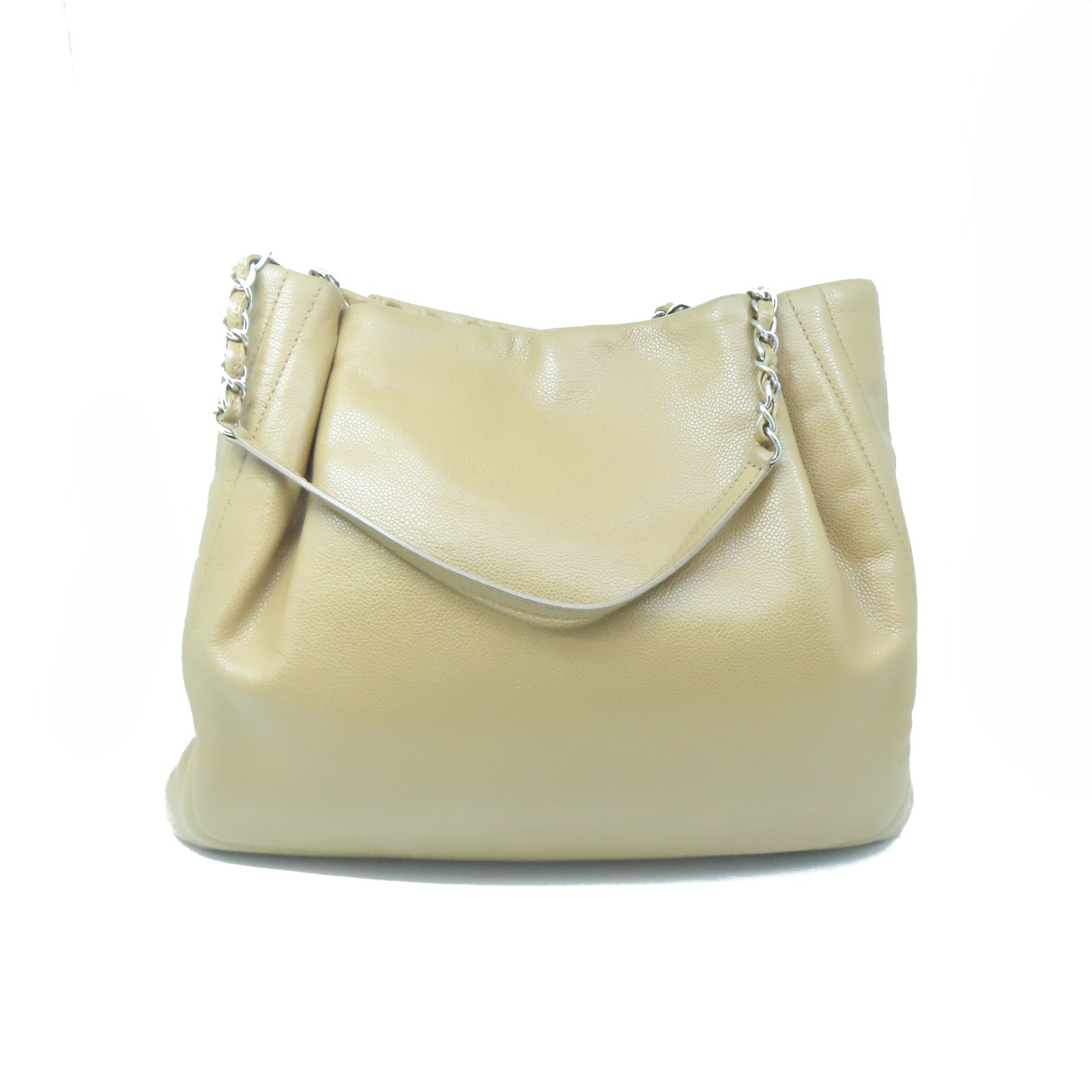 CHANEL cowhide leather Handbag silver buckle chain shoulder shoulder bag brown