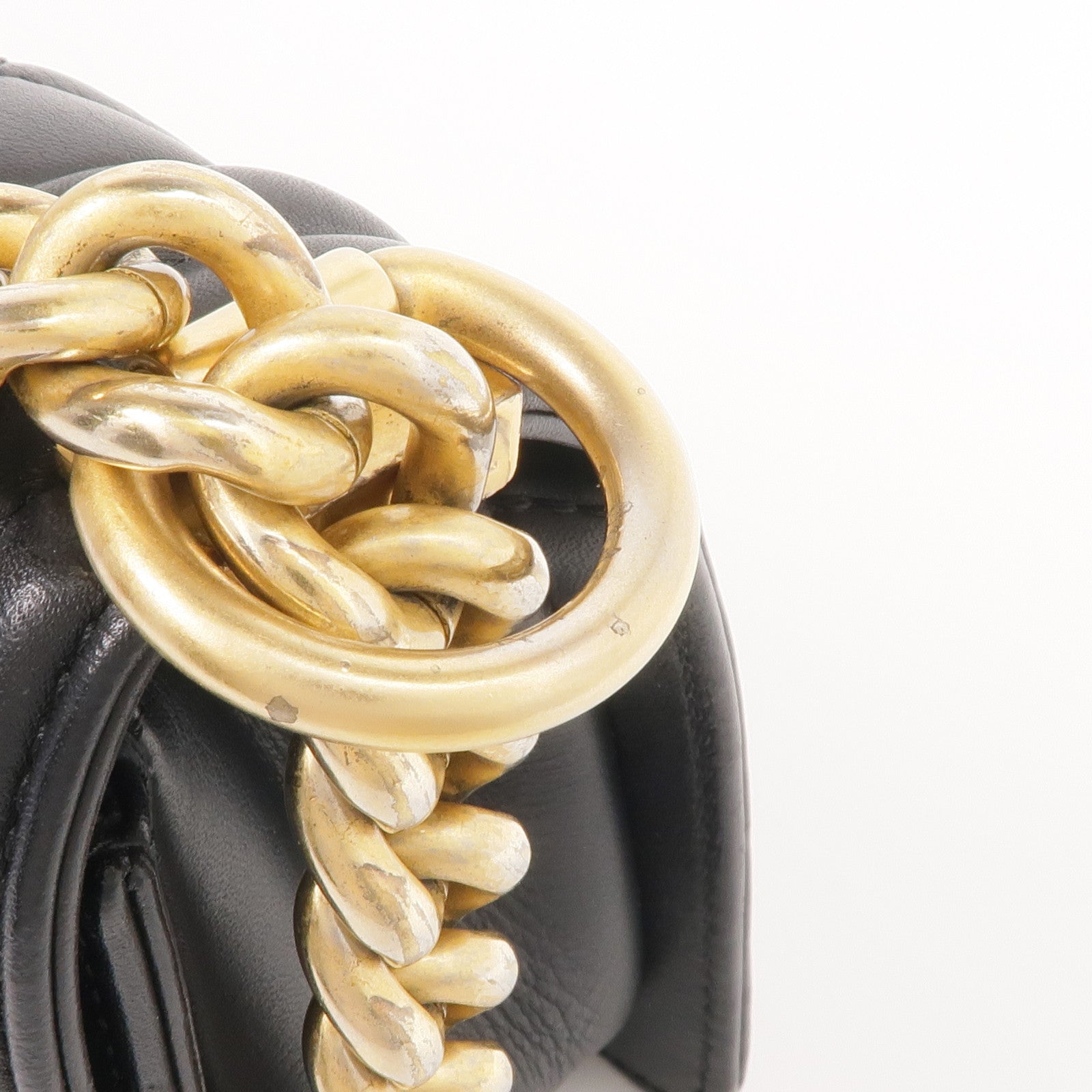 CHANEL 羊皮皮革Boy 20金扣鏈帶肩背袋