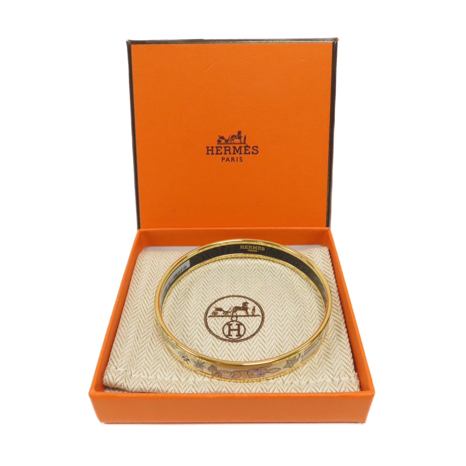 HERMES 金屬Bangle手鐲金色/白色