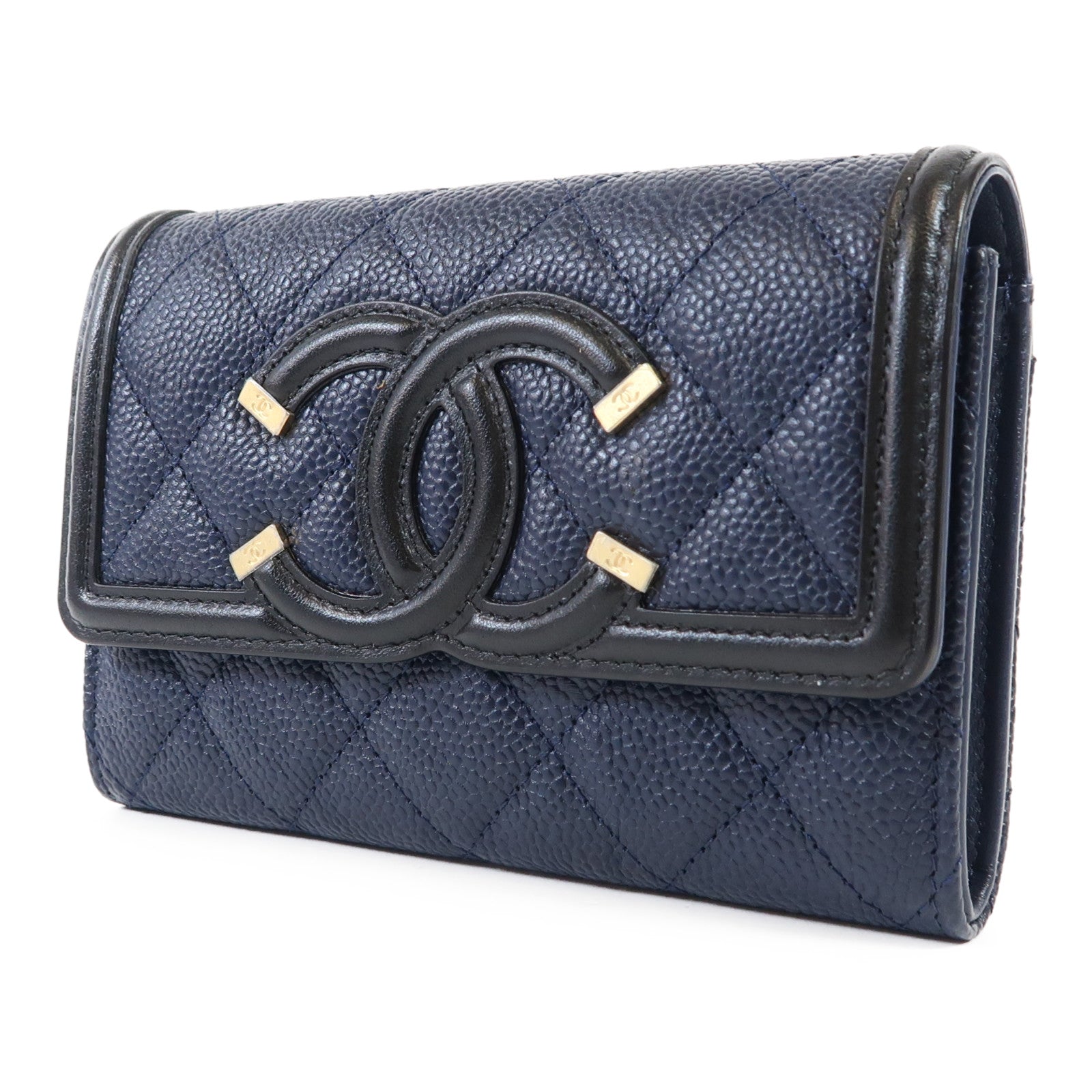 CHANEL 牛皮皮革Wallet金扣錢包