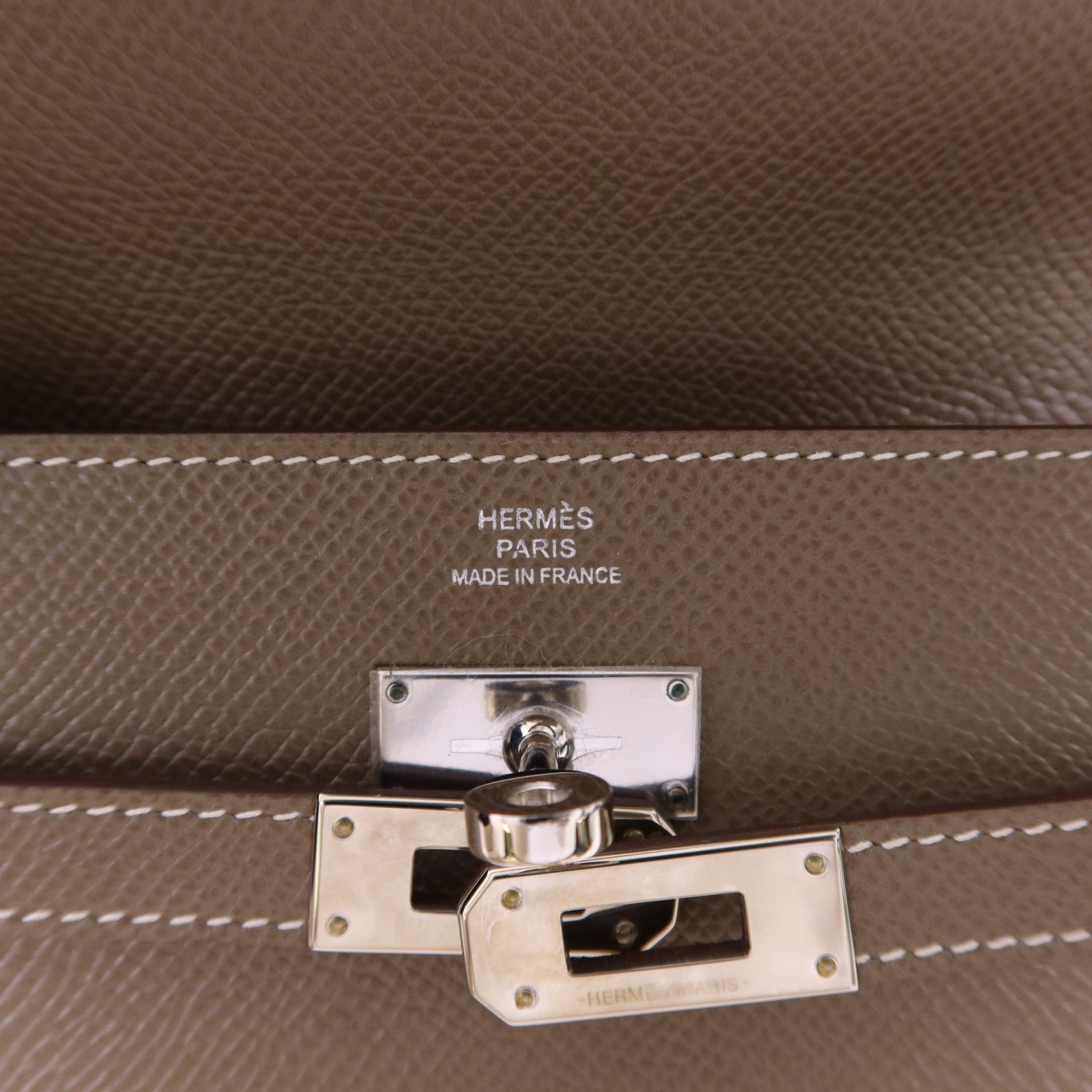 HERMES Epsom皮革Kelly Long Wallet銀扣長錢包Etoupe