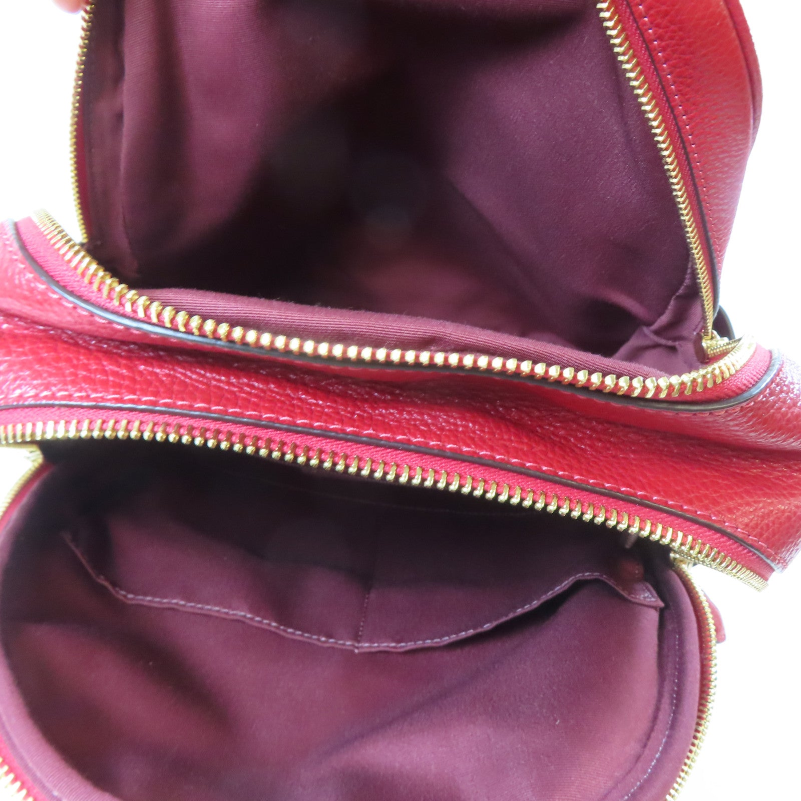 COACH 【激減優惠】牛皮皮革Rucksack金扣背包紅色