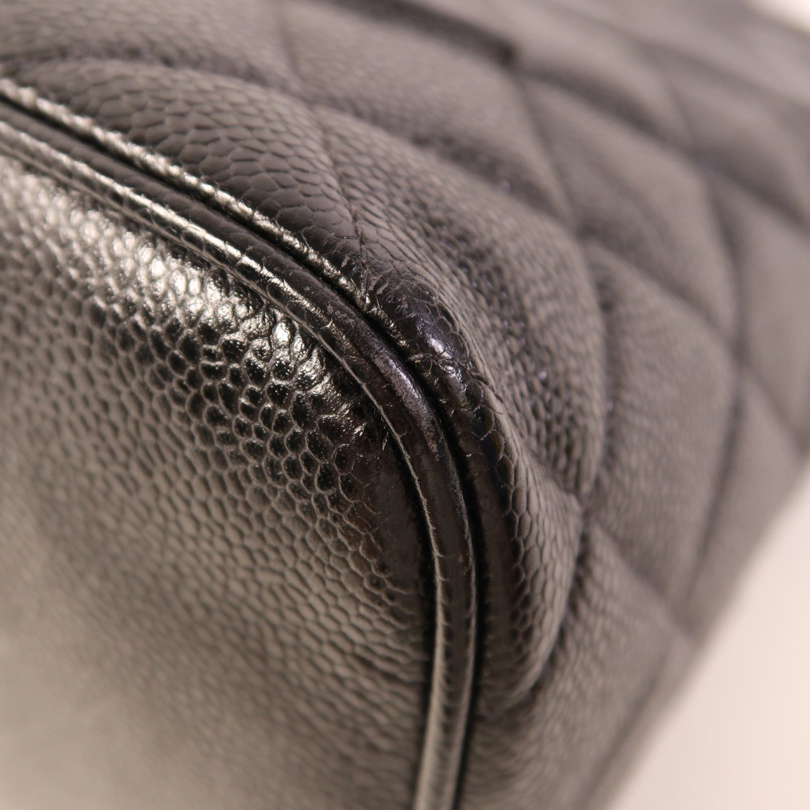 CHANEL 牛皮皮革Tote Bag銀扣肩背袋