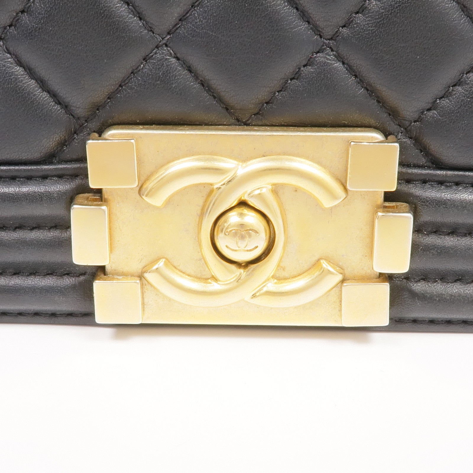 CHANEL 羊皮皮革Boy 20金扣鏈帶肩背袋