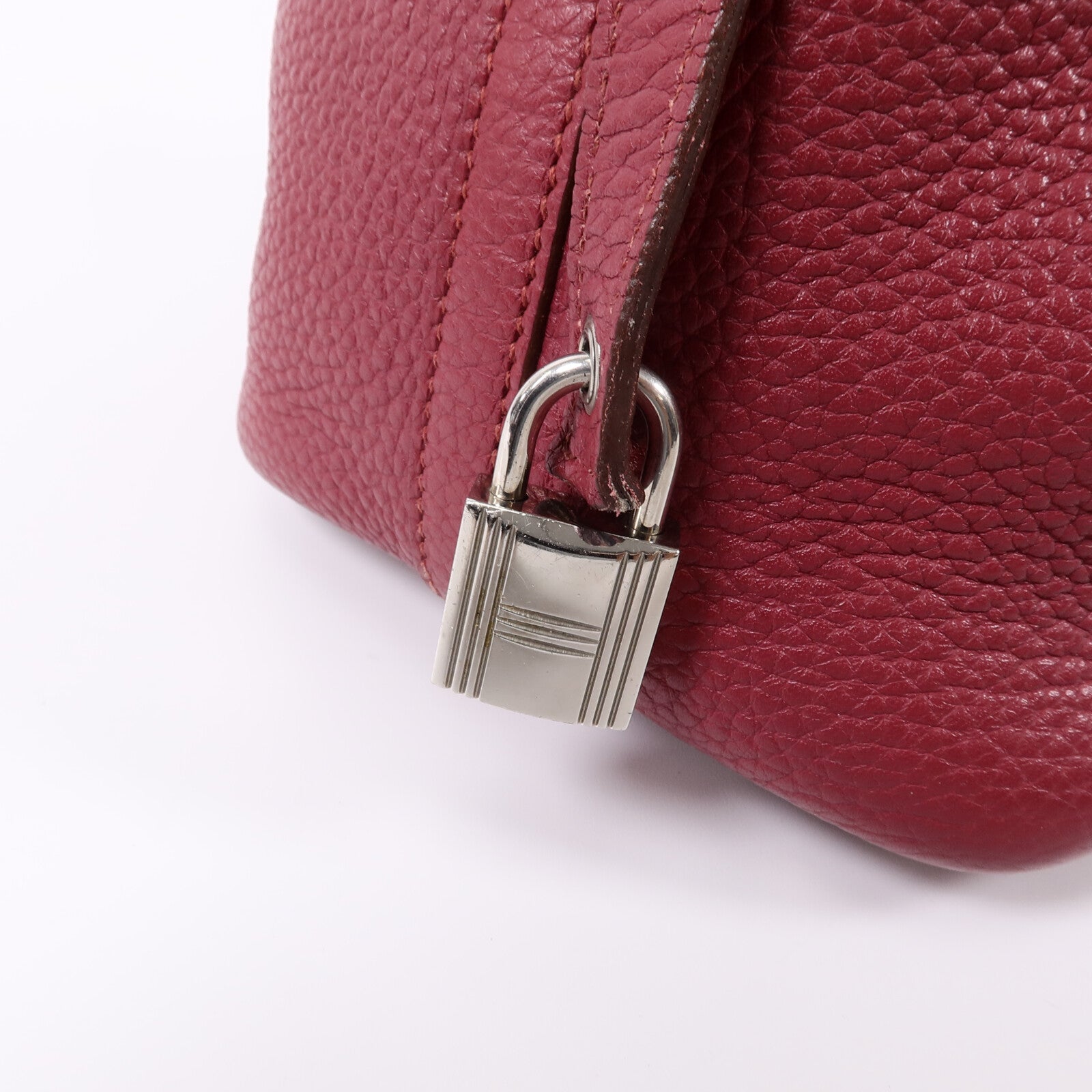 HERMES Clemence皮革Picotin PM手挽袋Rubis