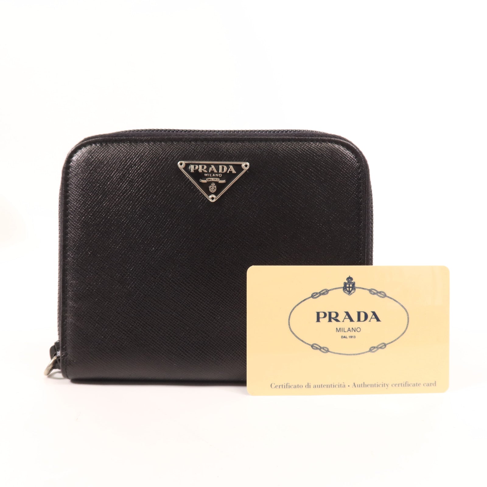 PRADA 牛皮皮革Zipped Wallet銀扣錢包