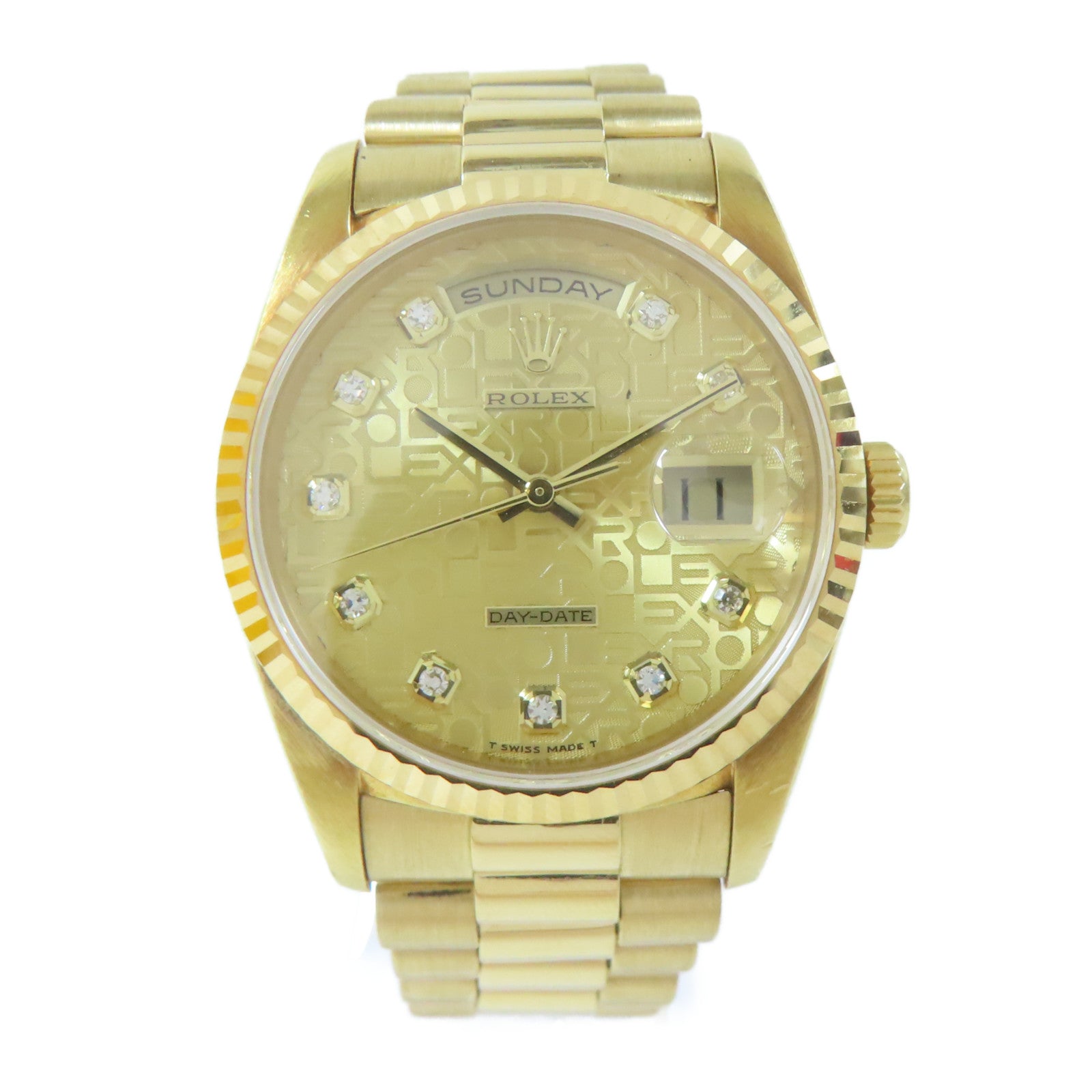 ROLEX Daydate 18K黃金手錶自動機芯金色