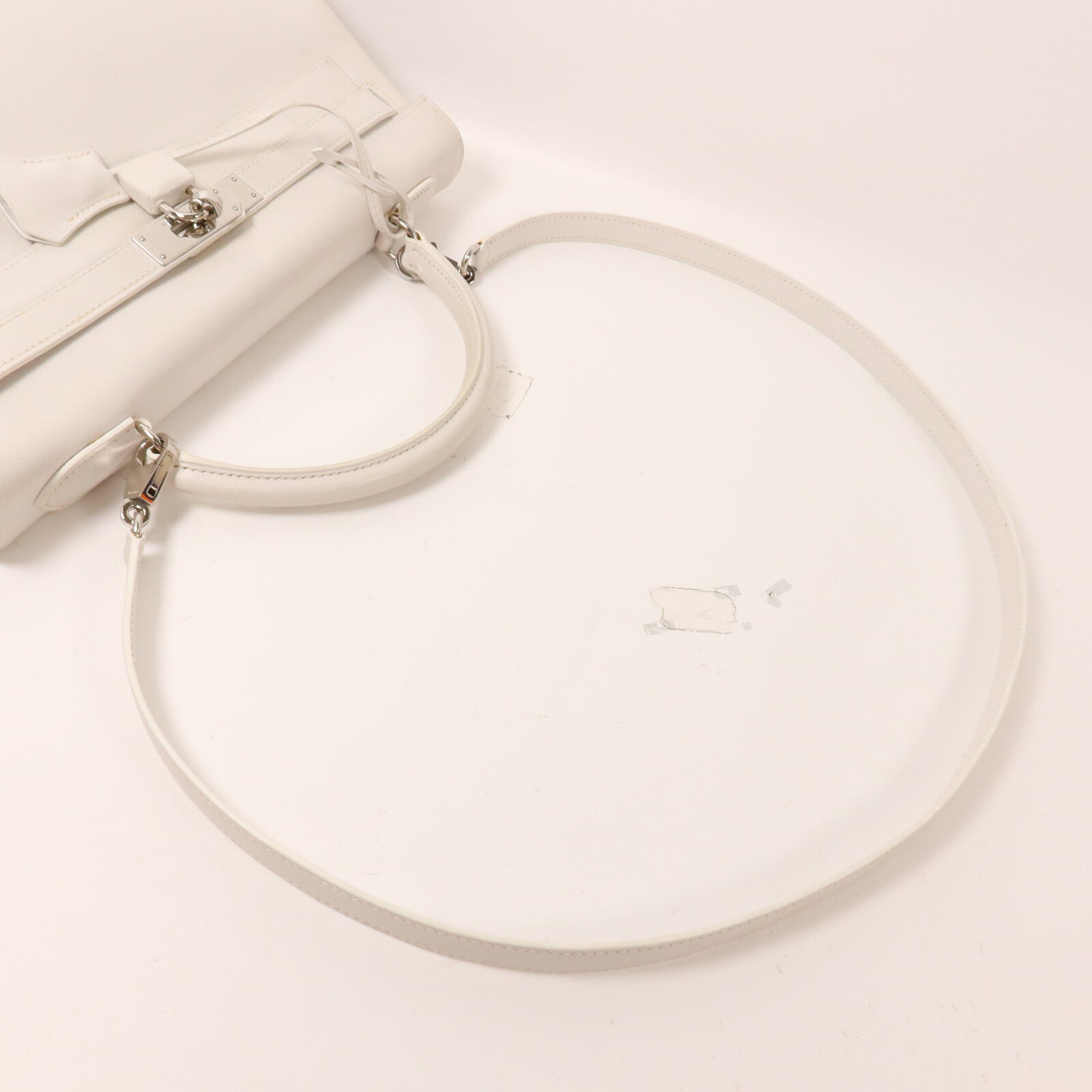 HERMES Evercolor皮革Kelly 32手挽肩背兩用袋Blanc