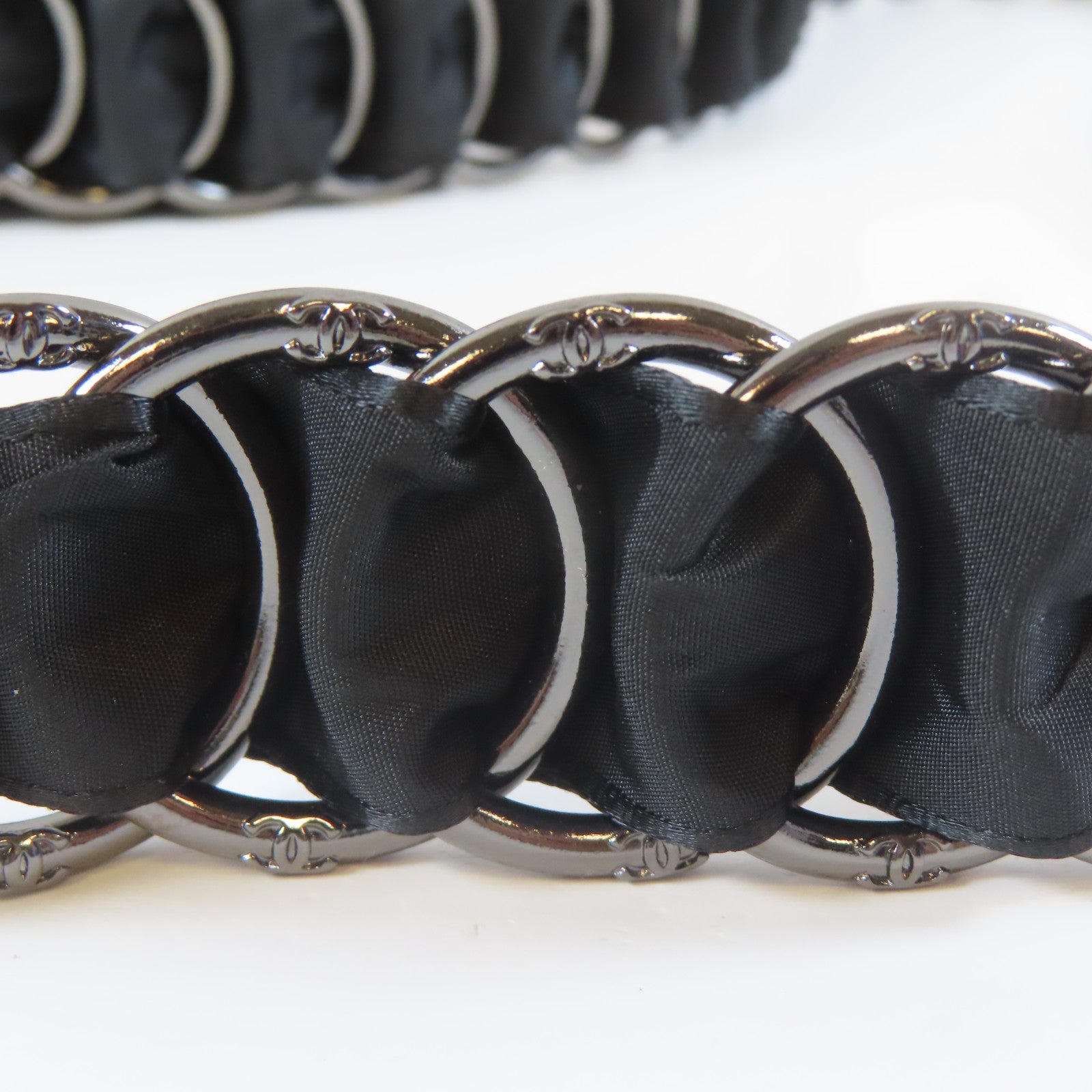 CHANEL 【激減優惠】金屬Ribbon Chain Belt腰帶黑色/銀色