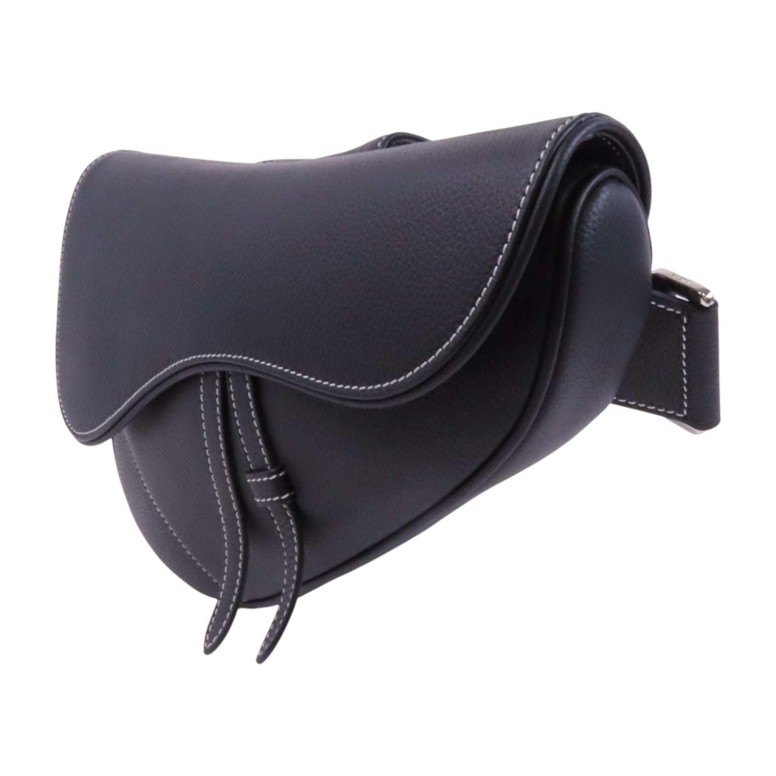 Dior 牛皮皮革Saddle Bag銀扣肩背袋