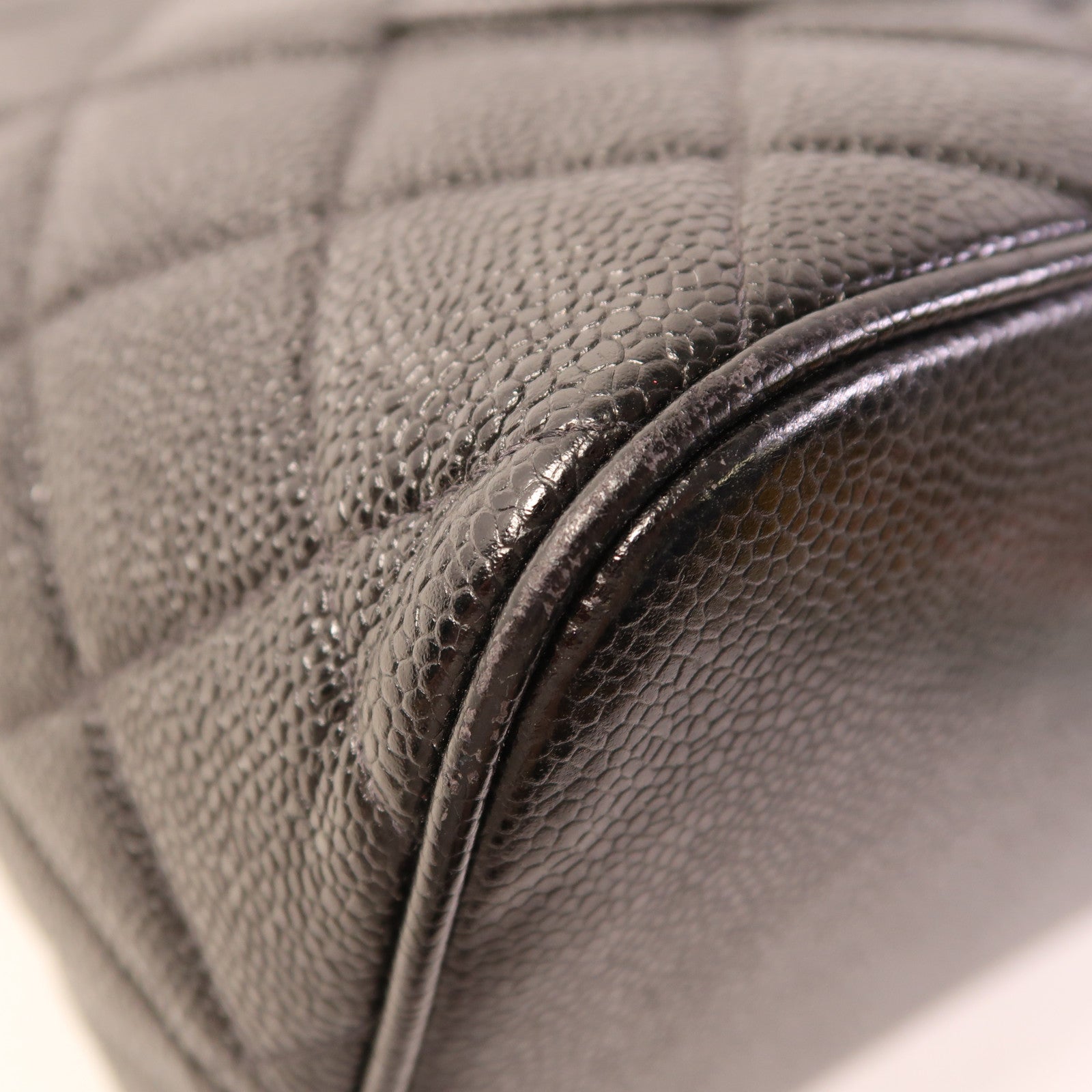 CHANEL 牛皮皮革Tote Bag銀扣肩背袋