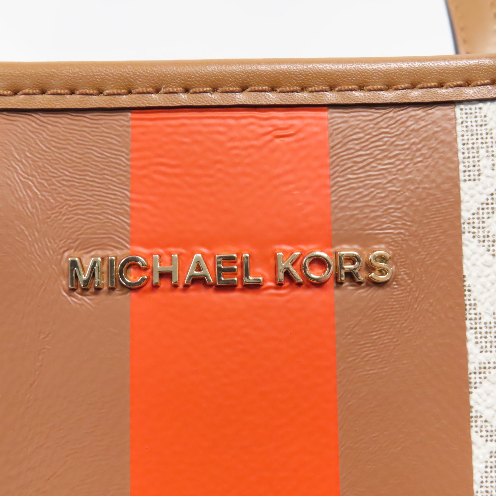 Michael Kors 塗層帆布Shoulder Bag金扣手挽肩背兩用袋米色/啡色