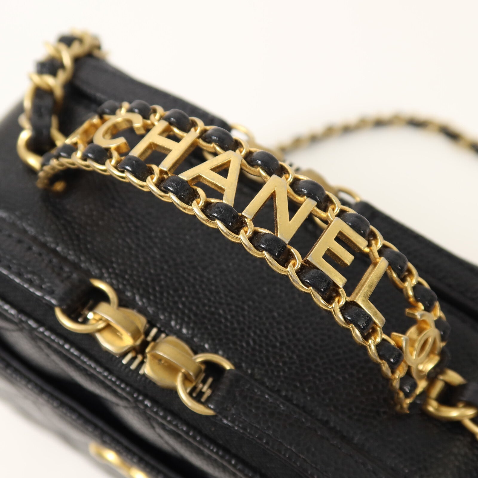 CHANEL 牛皮皮革Vanity Case鏈帶手挽肩背兩用袋