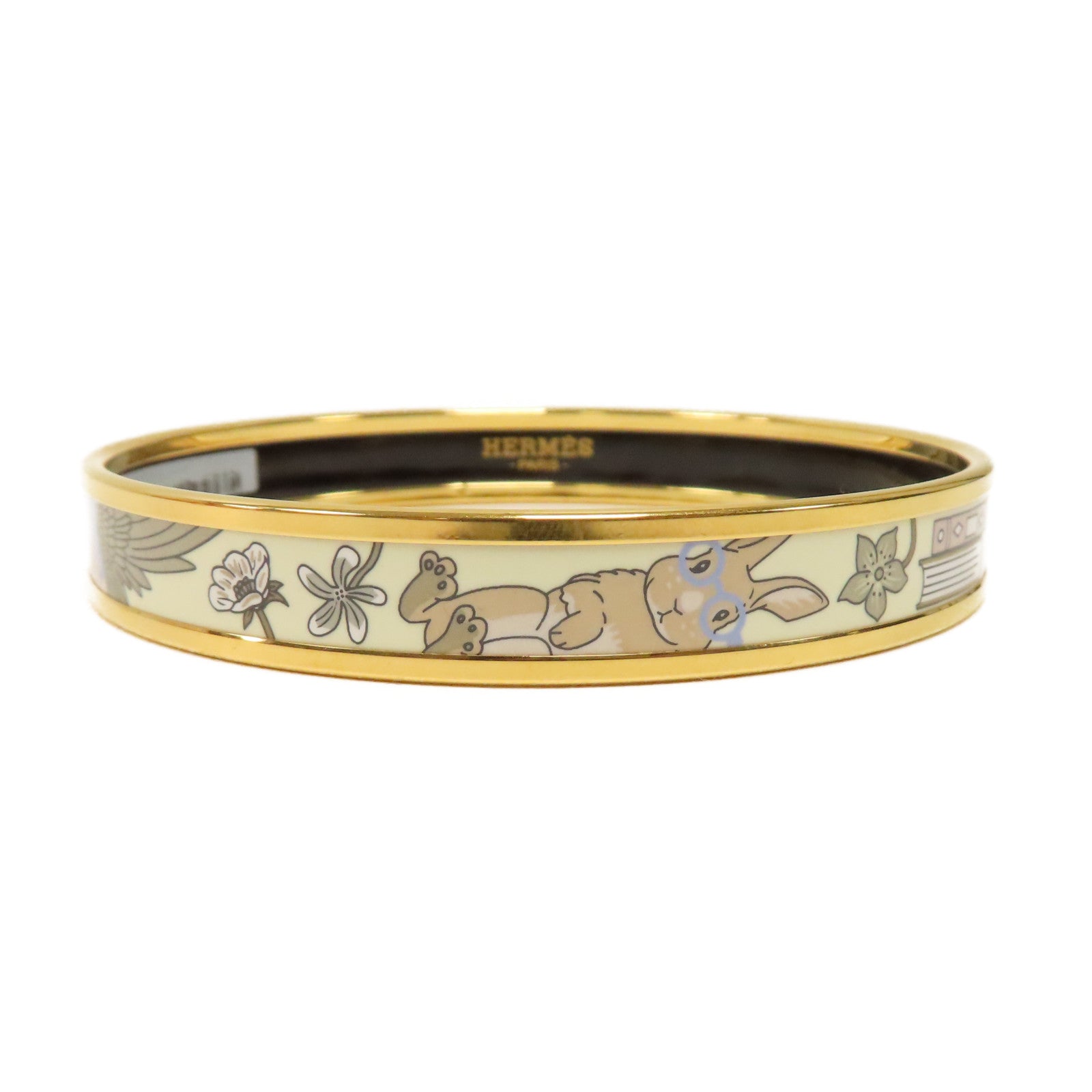 HERMES 金屬Bangle手鐲金色/白色
