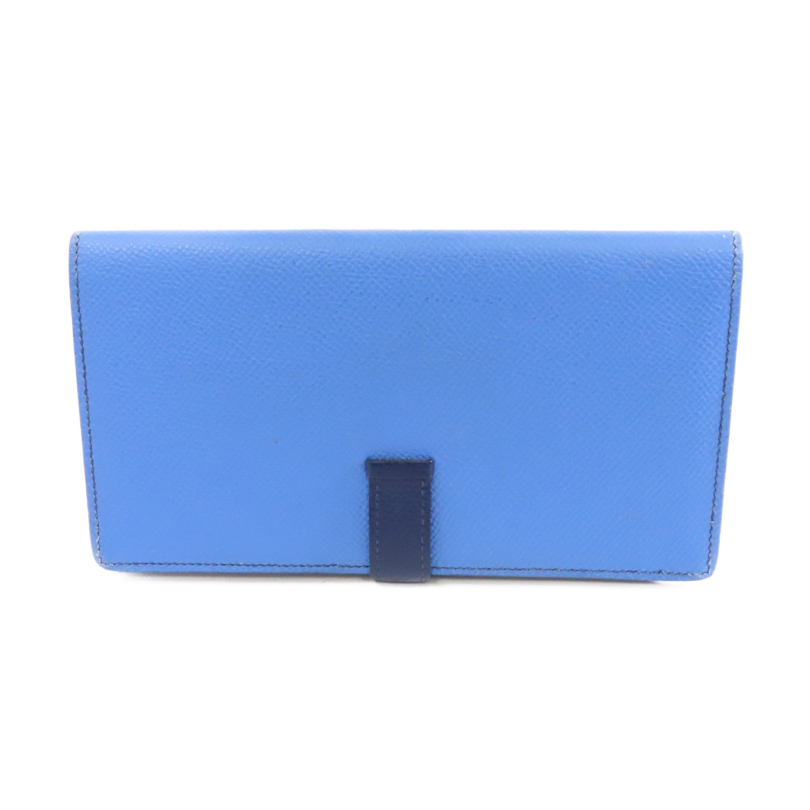 HERMES 【激減優惠】Epsom皮革Bearn Wallet銀扣長錢包Azur/Bleu Saphir藍色