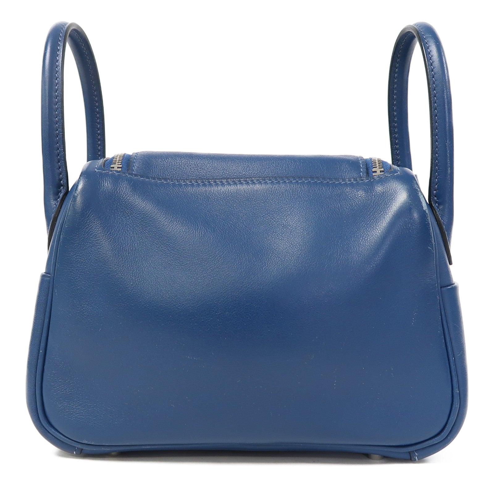 HERMES Swift皮革Mini Lindy銀扣手挽肩背兩用袋Bleu Saphir/寶石藍色