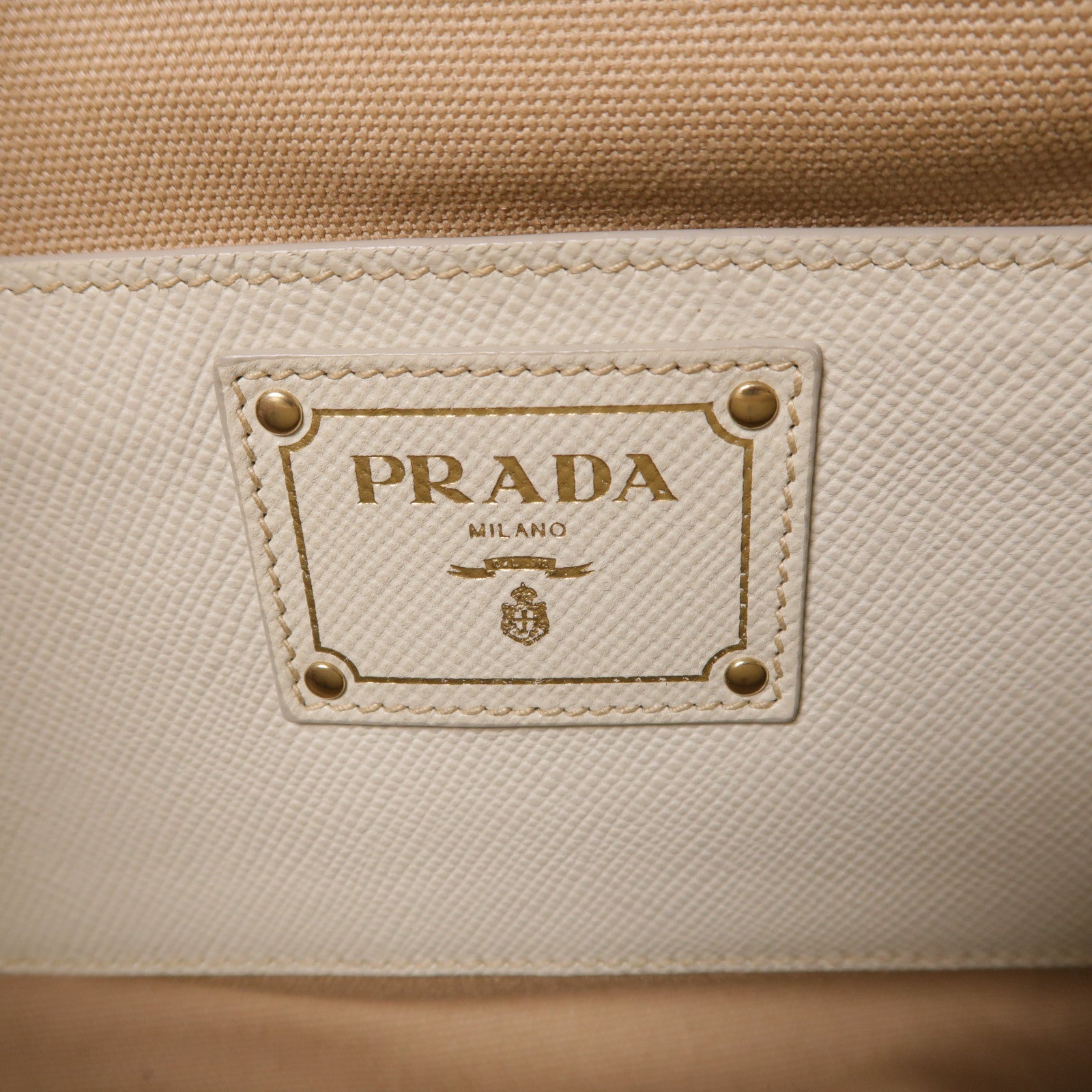 PRADA 【激減優惠】帆布/皮革Tote Bag金扣手挽袋