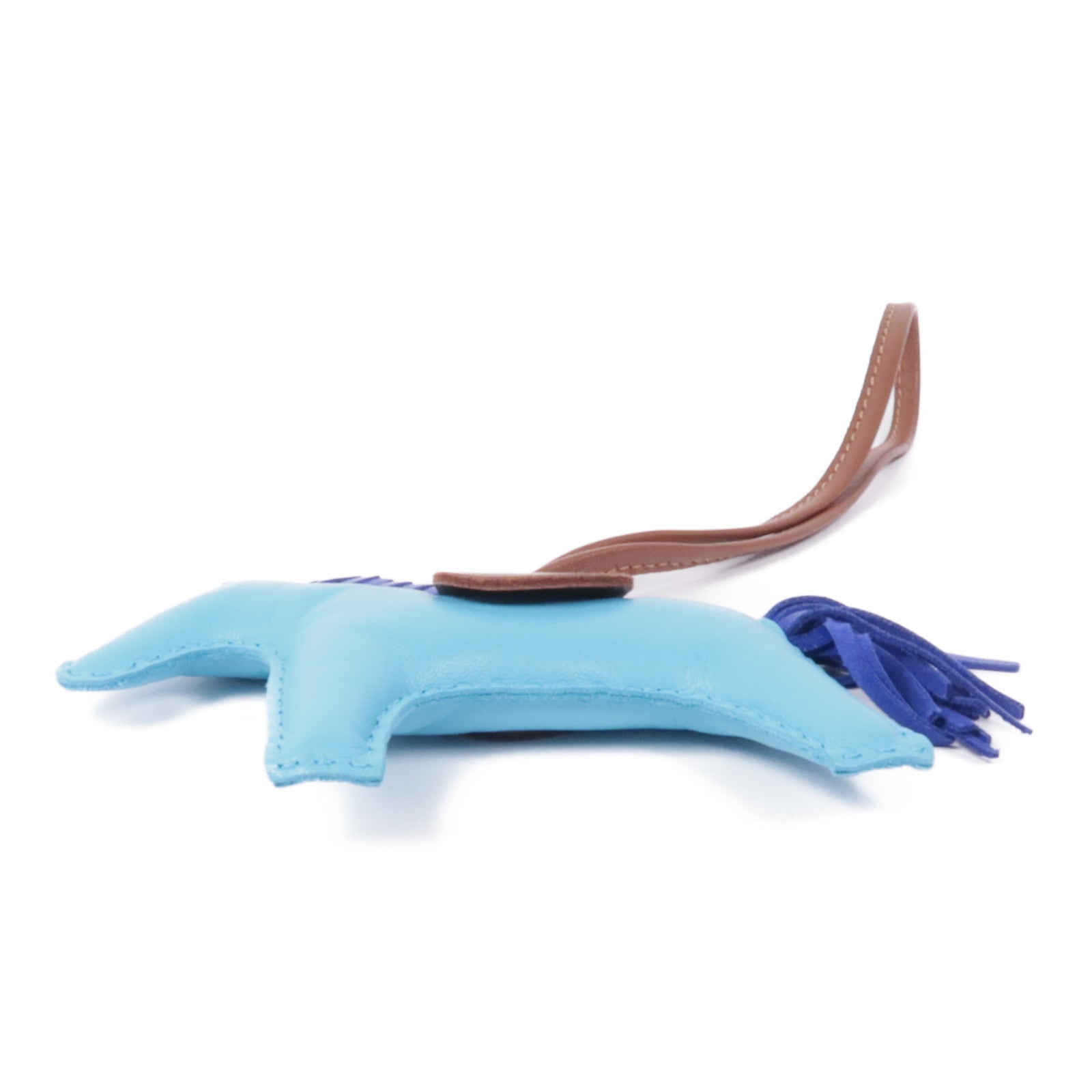 HERMES Rodeo GM Charm Milo Leather Blue Brown