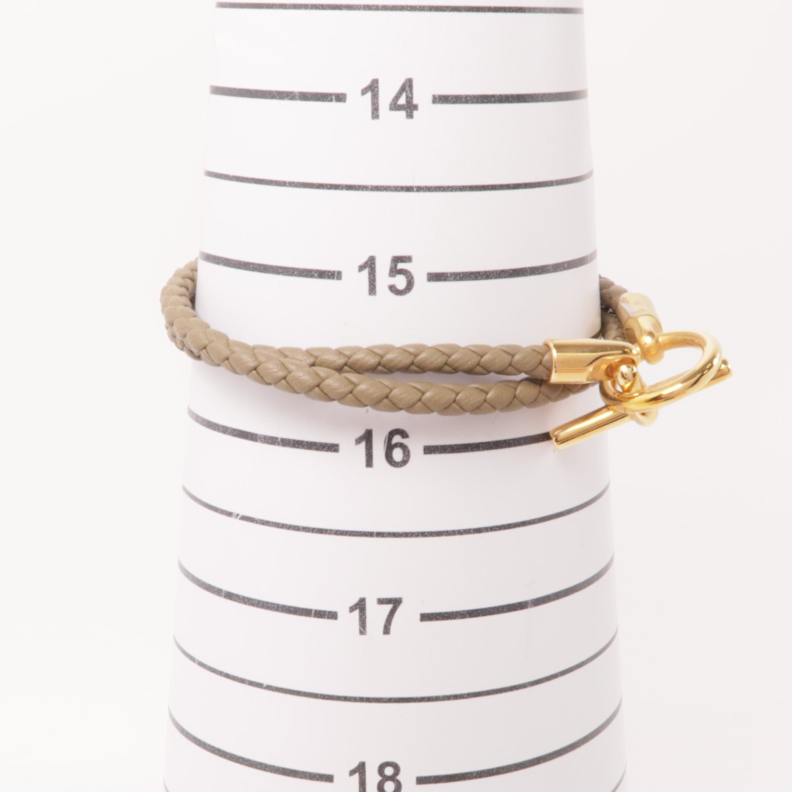 HERMES 牛皮皮革Glenan Double Tour Bracelet手鏈Etoupe/灰色