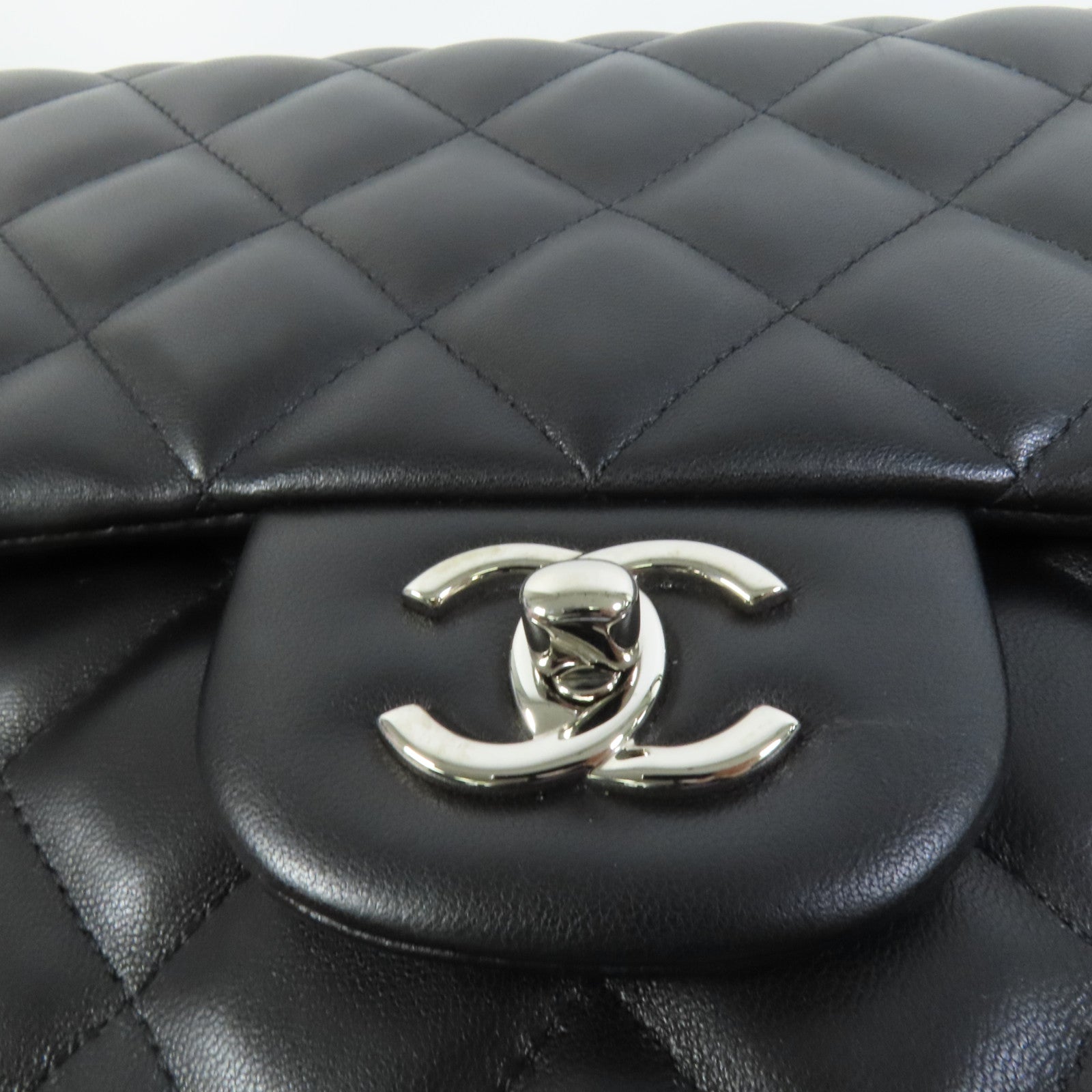 CHANEL 羊皮皮革Large Classic銀扣鏈帶肩背袋