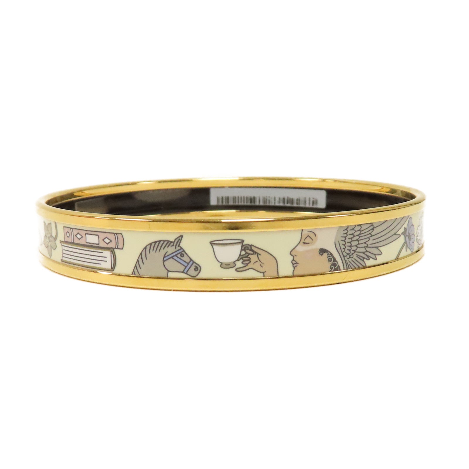 HERMES 金屬Bangle手鐲金色/白色