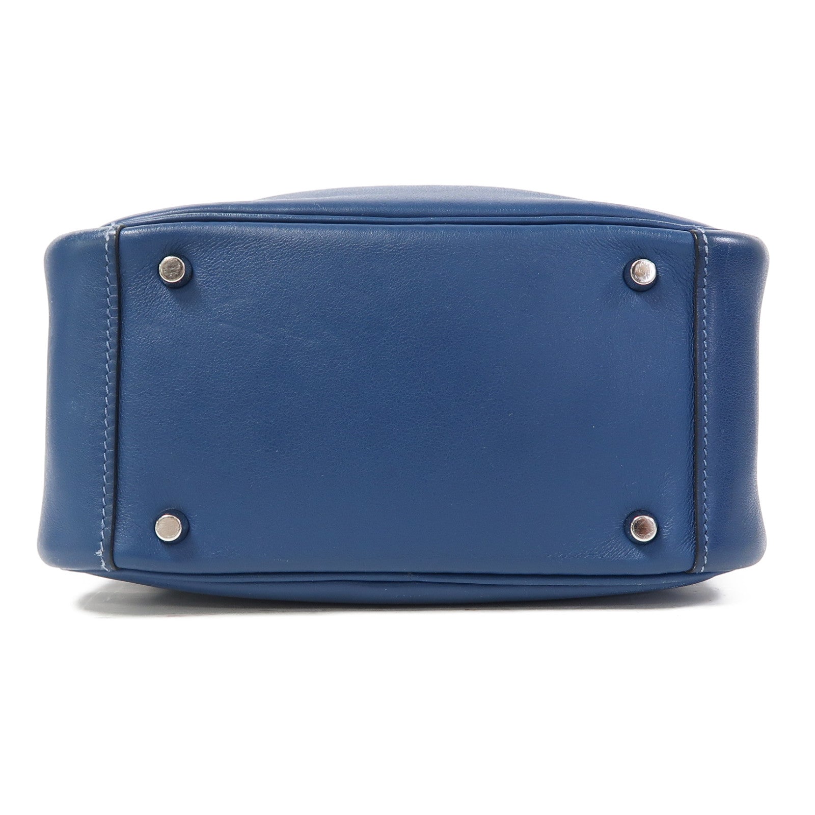 HERMES Swift皮革Mini Lindy銀扣手挽肩背兩用袋Bleu Saphir/寶石藍色