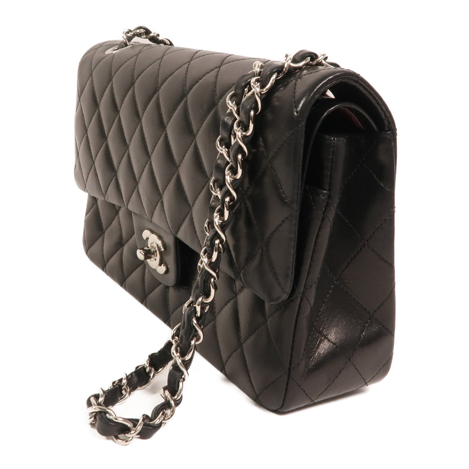 CHANEL 羊皮皮革Classic 25銀扣鏈帶肩背袋