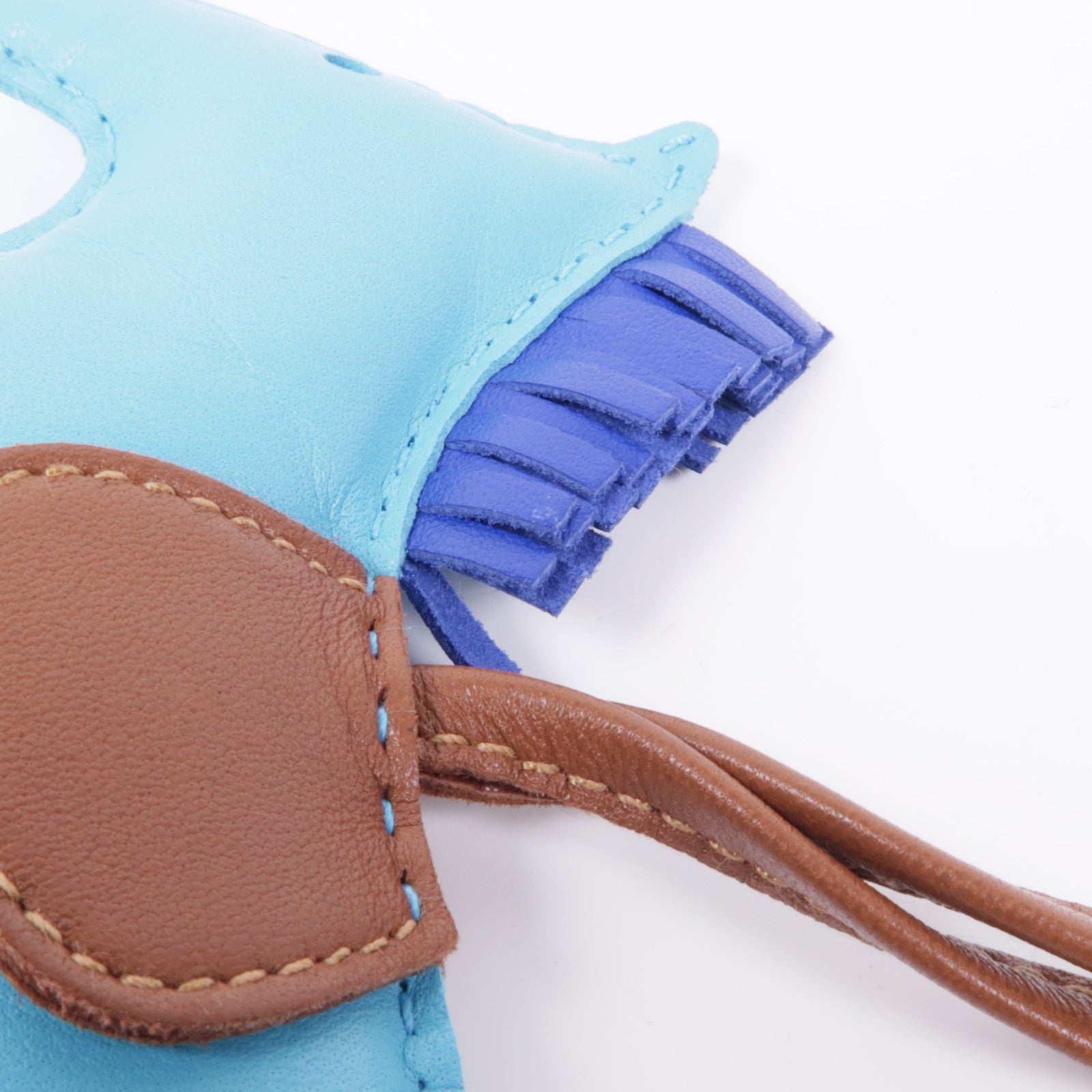 HERMES Rodeo GM Charm Milo Leather Blue Brown