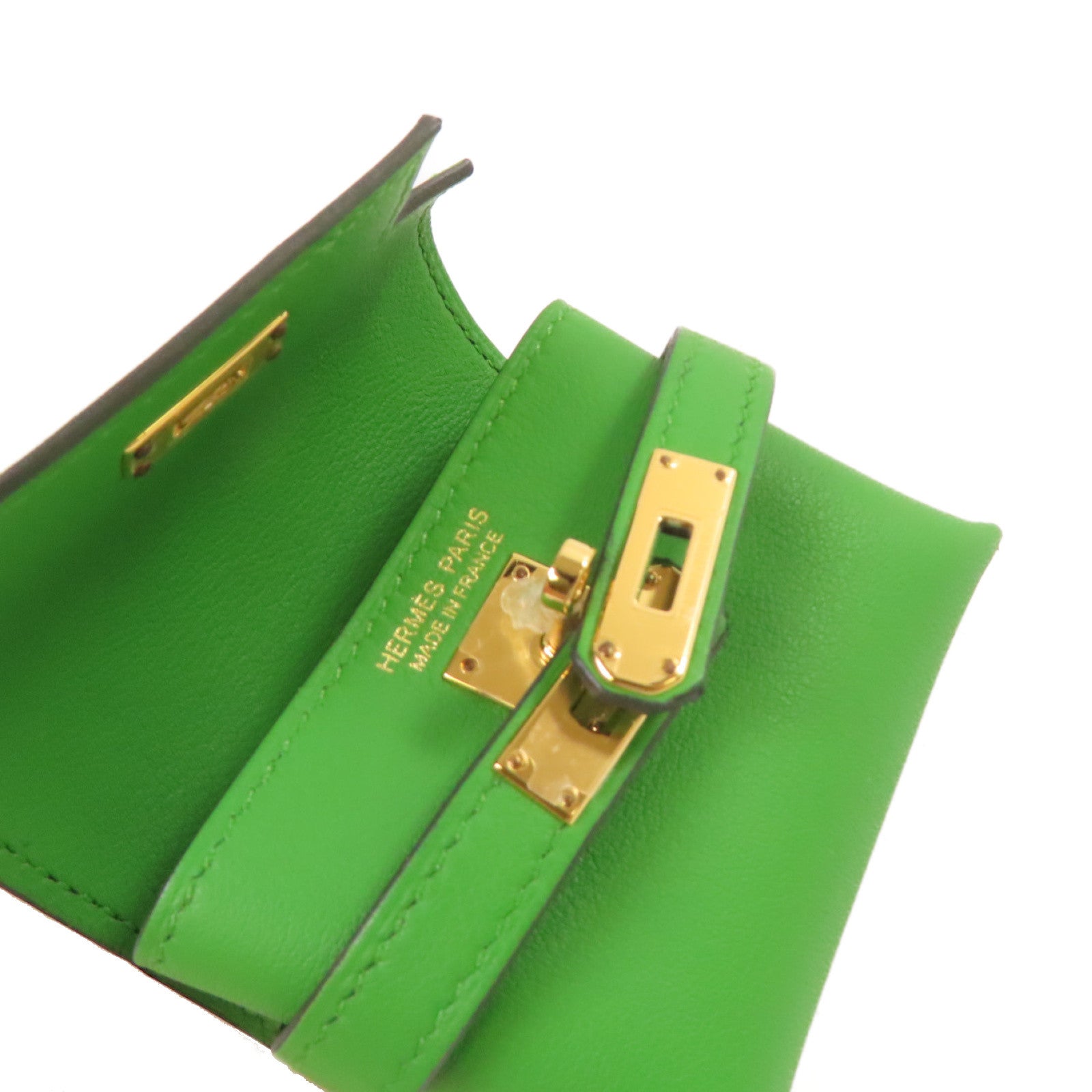 HERMES 【激減優惠】Swift皮革Kelly Moove Shoulder Bag金扣肩背袋A8 Vert Yucca絲蘭綠色