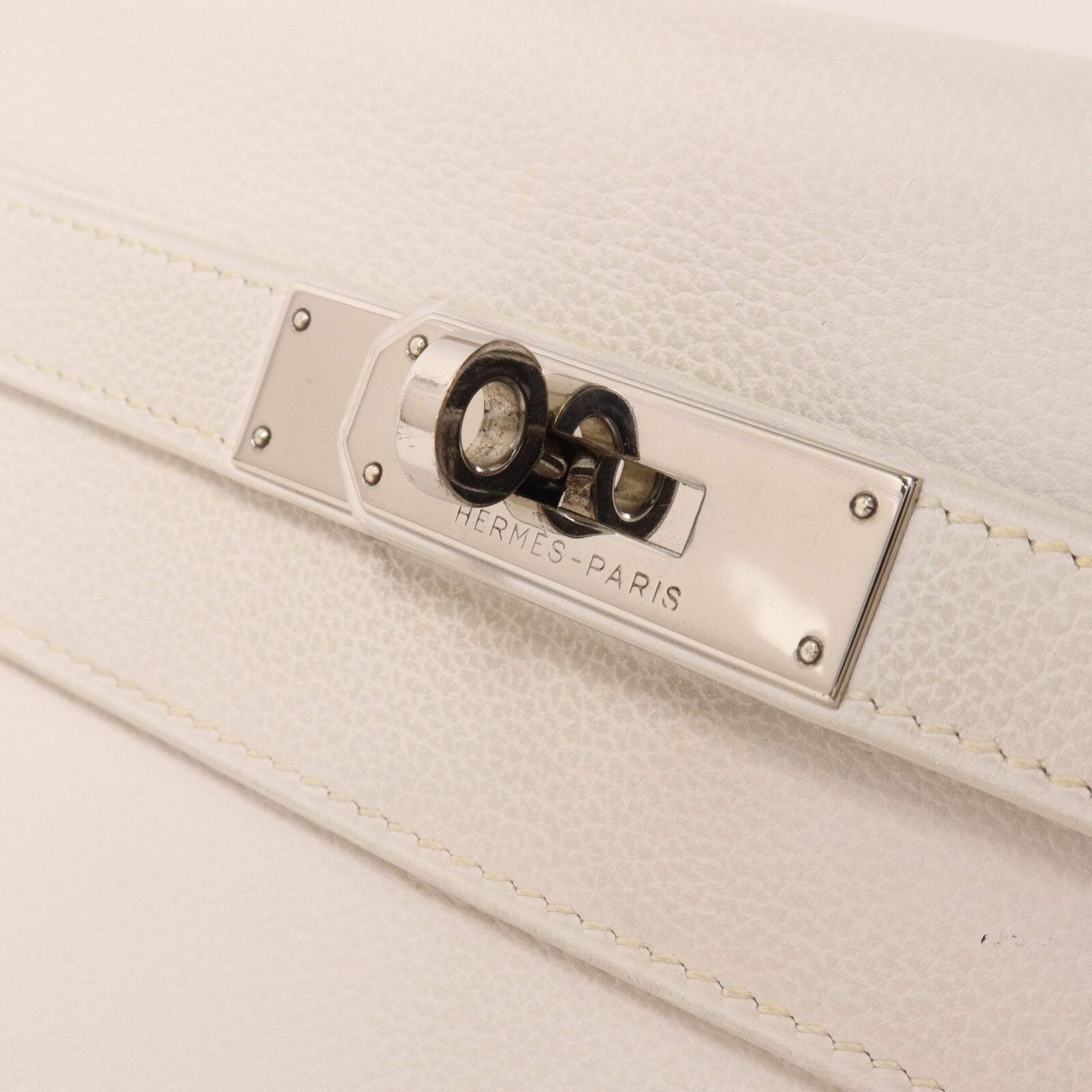 HERMES Evercolor皮革Kelly 32手挽肩背兩用袋Blanc