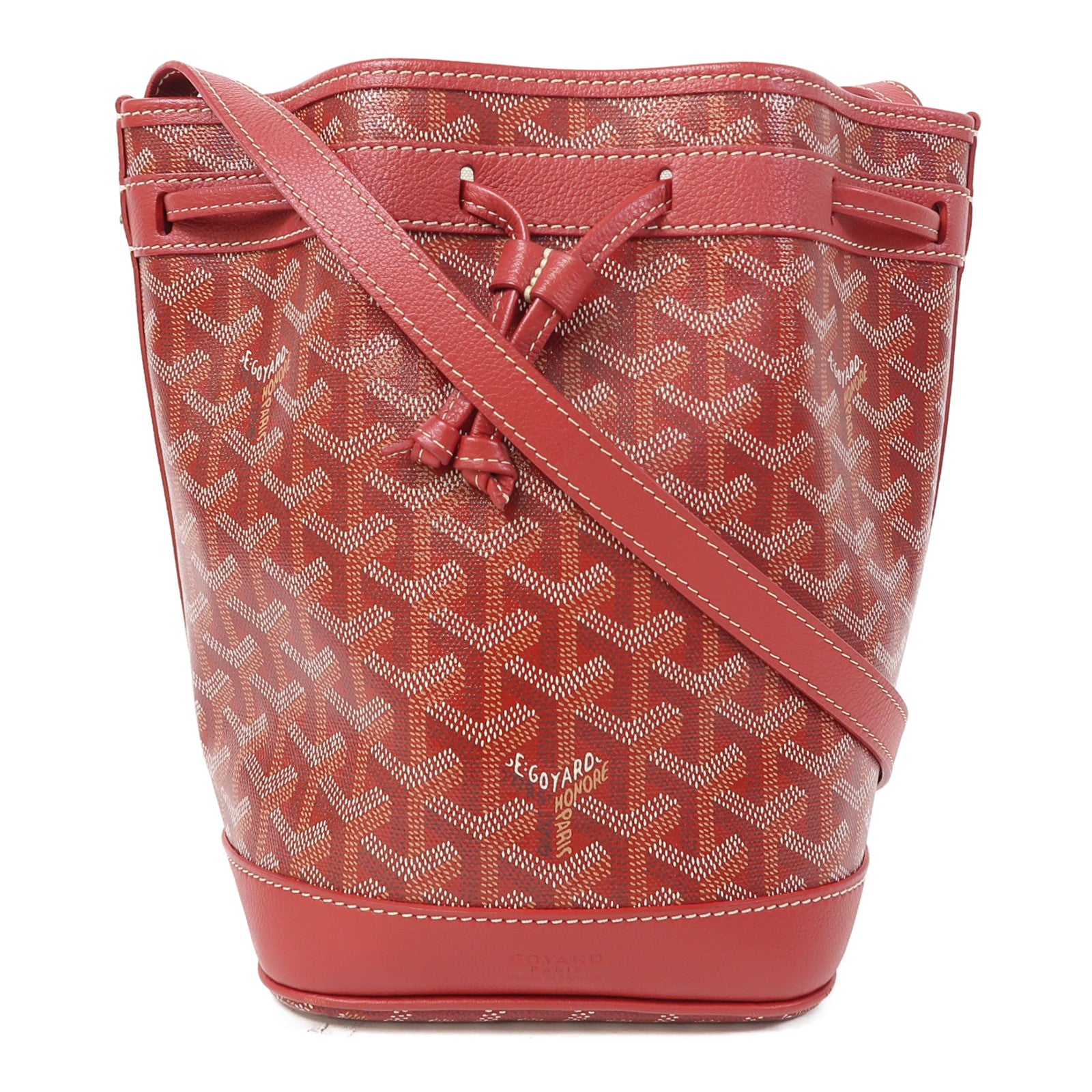 GOYARD 塗層帆布Petit Flot Bucket Bag銀扣肩背袋紅色