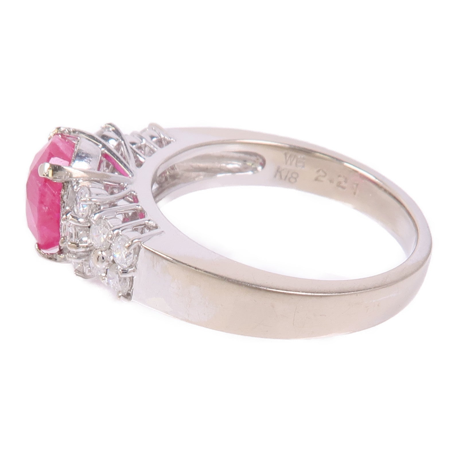 JEWELRY 【激減優惠】18K白金Ruby/Diamond Ring紅寶石/鑽石戒指US#6.25