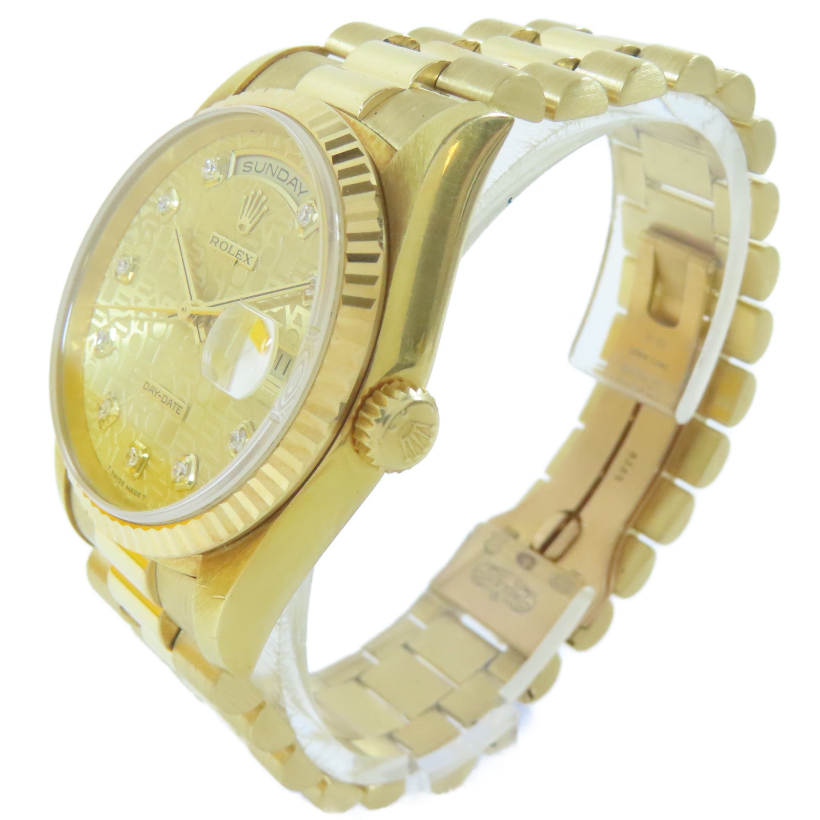 ROLEX Daydate 18K黃金手錶自動機芯金色