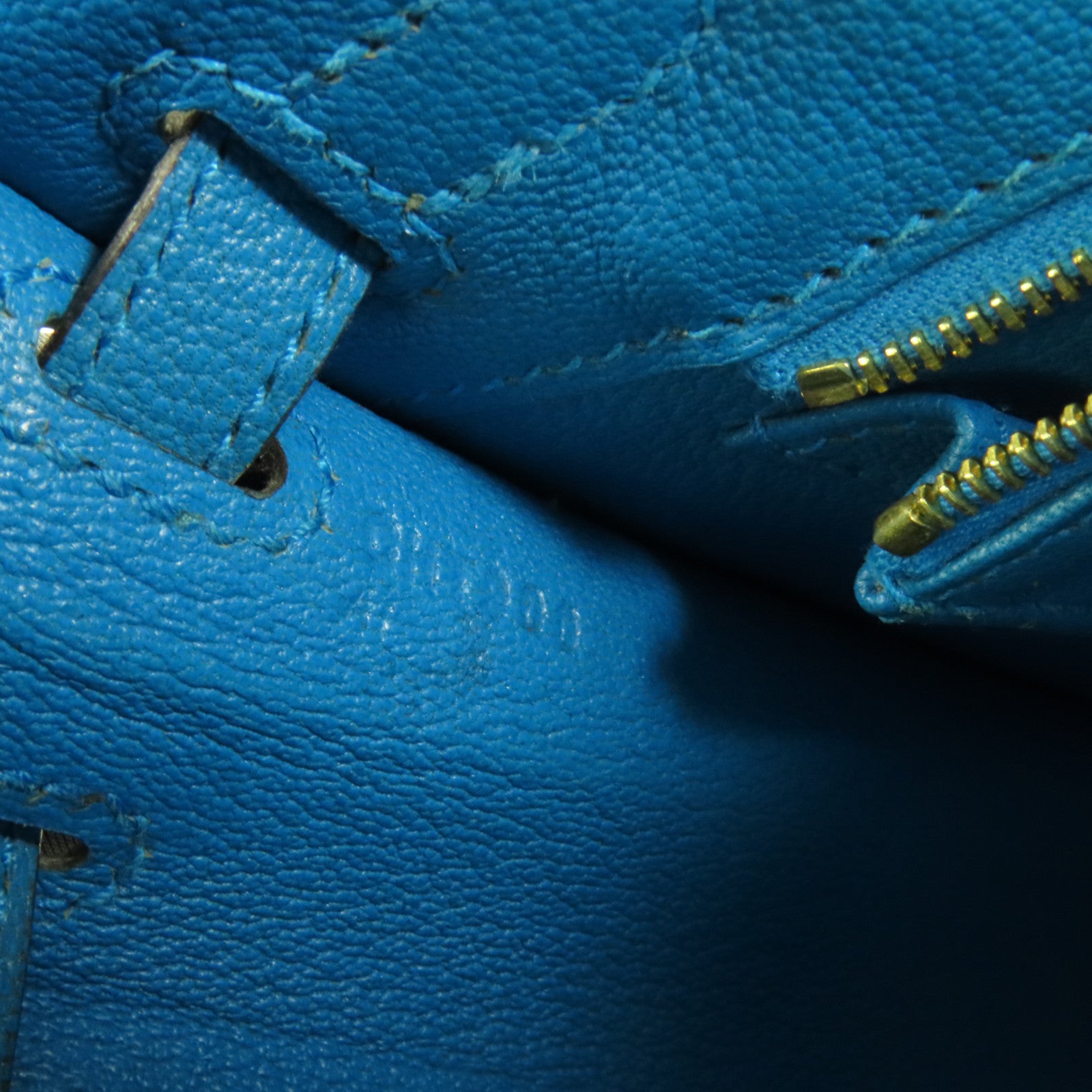 HERMES Chevre皮革Kelly 25金扣手挽肩背兩用袋Blue Zanzibar